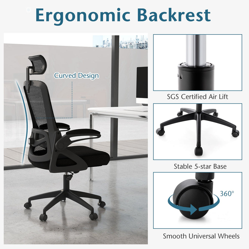 Adjustable Swivel Task Chair Ergonomic Office Chair with Adjustable Lumbar Support