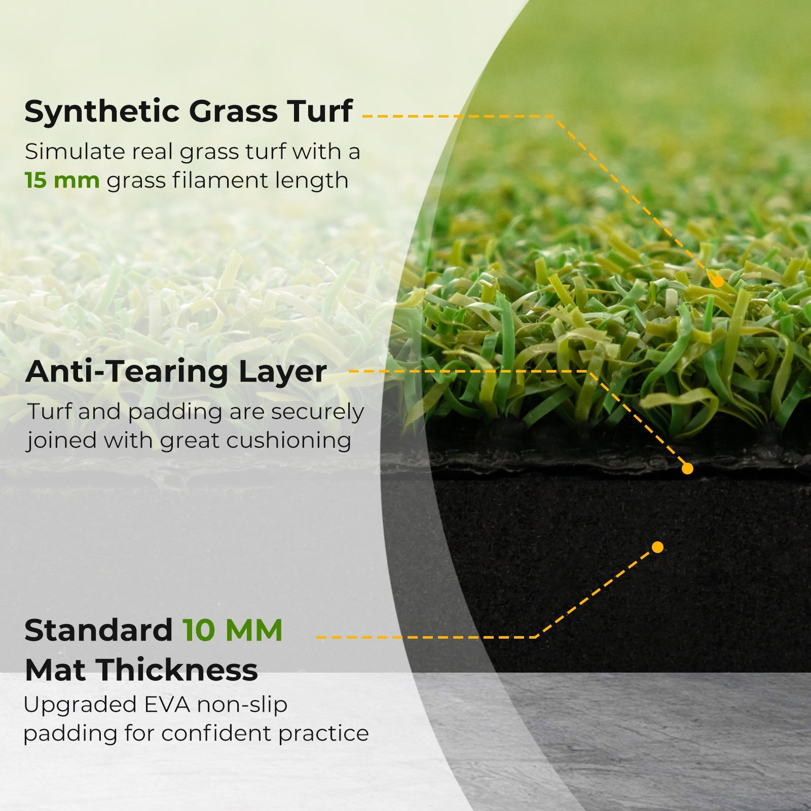 Artificial Turf Mat for Indoor and Outdoor Golf Practice Includes 2 Rubber Tees and 2 Alignment Sticks