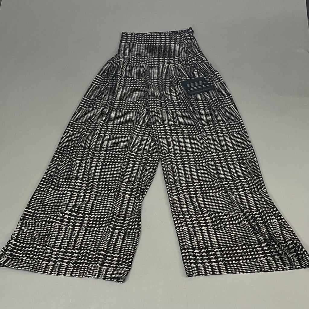 NORMA KAMALI High Waist Pleat Pant Women's Sz XS/29 Chocolate Glenn Plaid Tweed