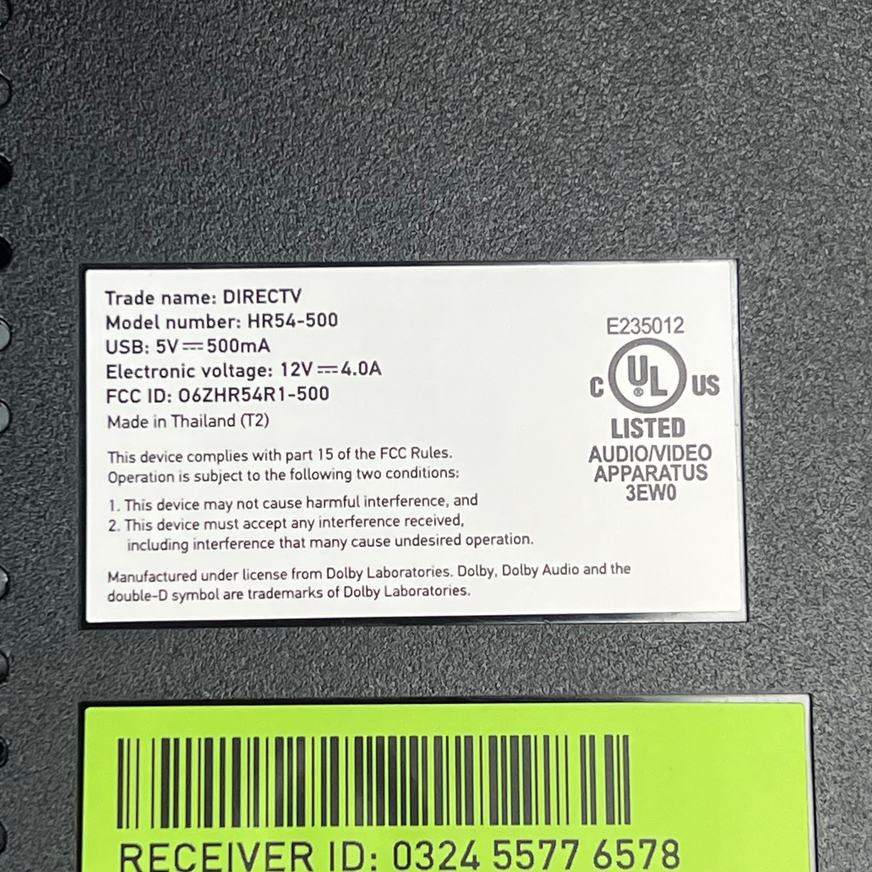 DIRECT TV Easy Connecting Receiver Box Dual Core 4K & HDR Feature Black HR54-500
