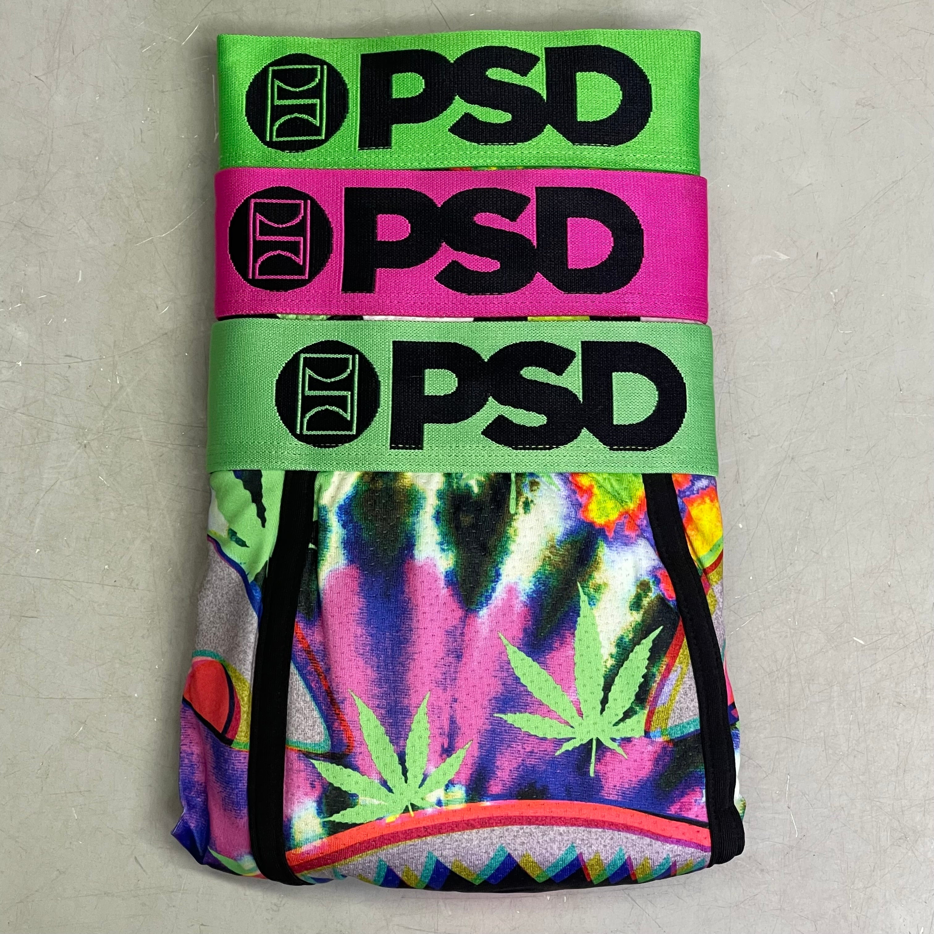 PSD (3 PACK) Neon Cannabis Men's Boxer Briefs Large NEON CANNABIS