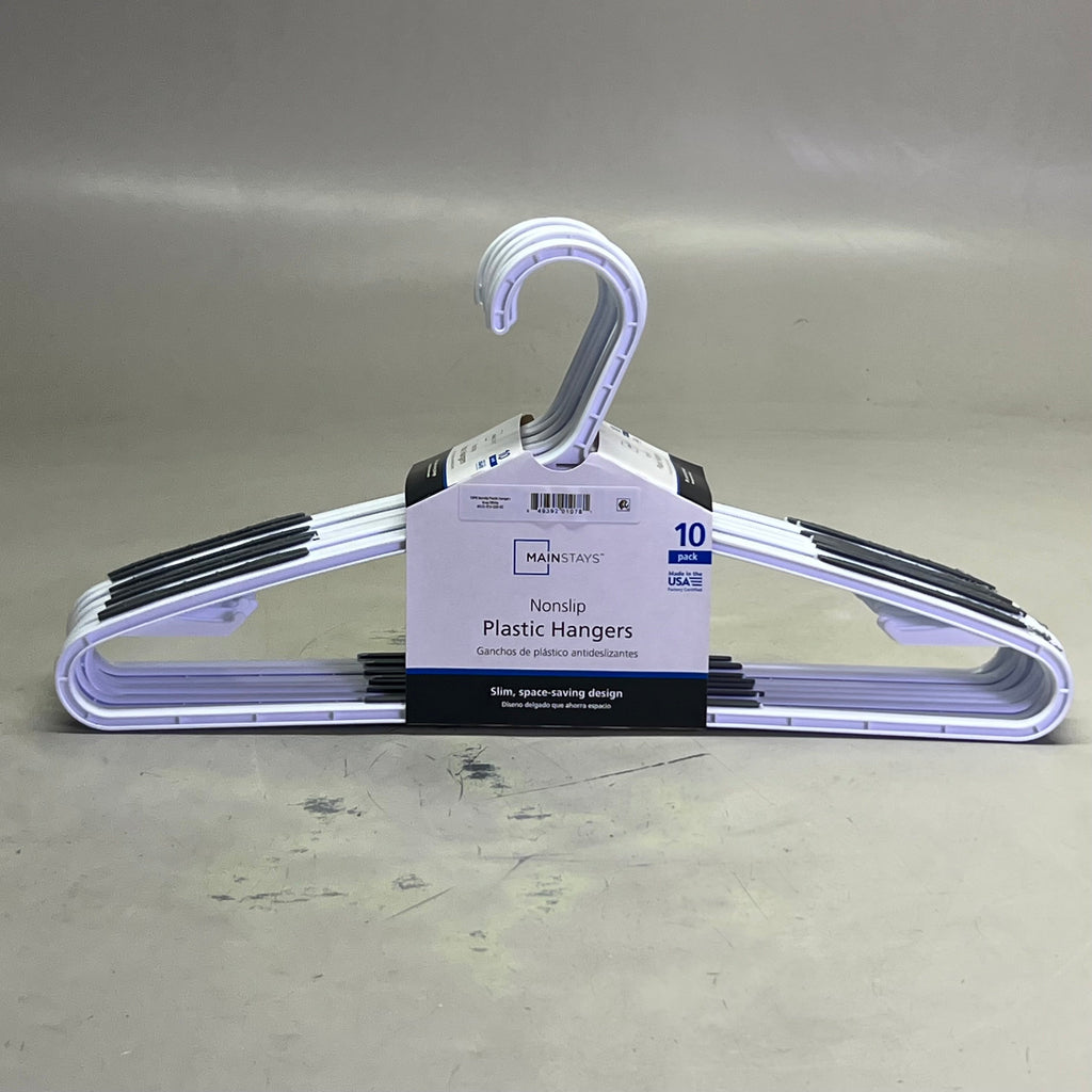 MAINSTAYS (140 Pcs) Non-Slip Clothes Hangers, White Durable Plastic White MS12-016-200-03