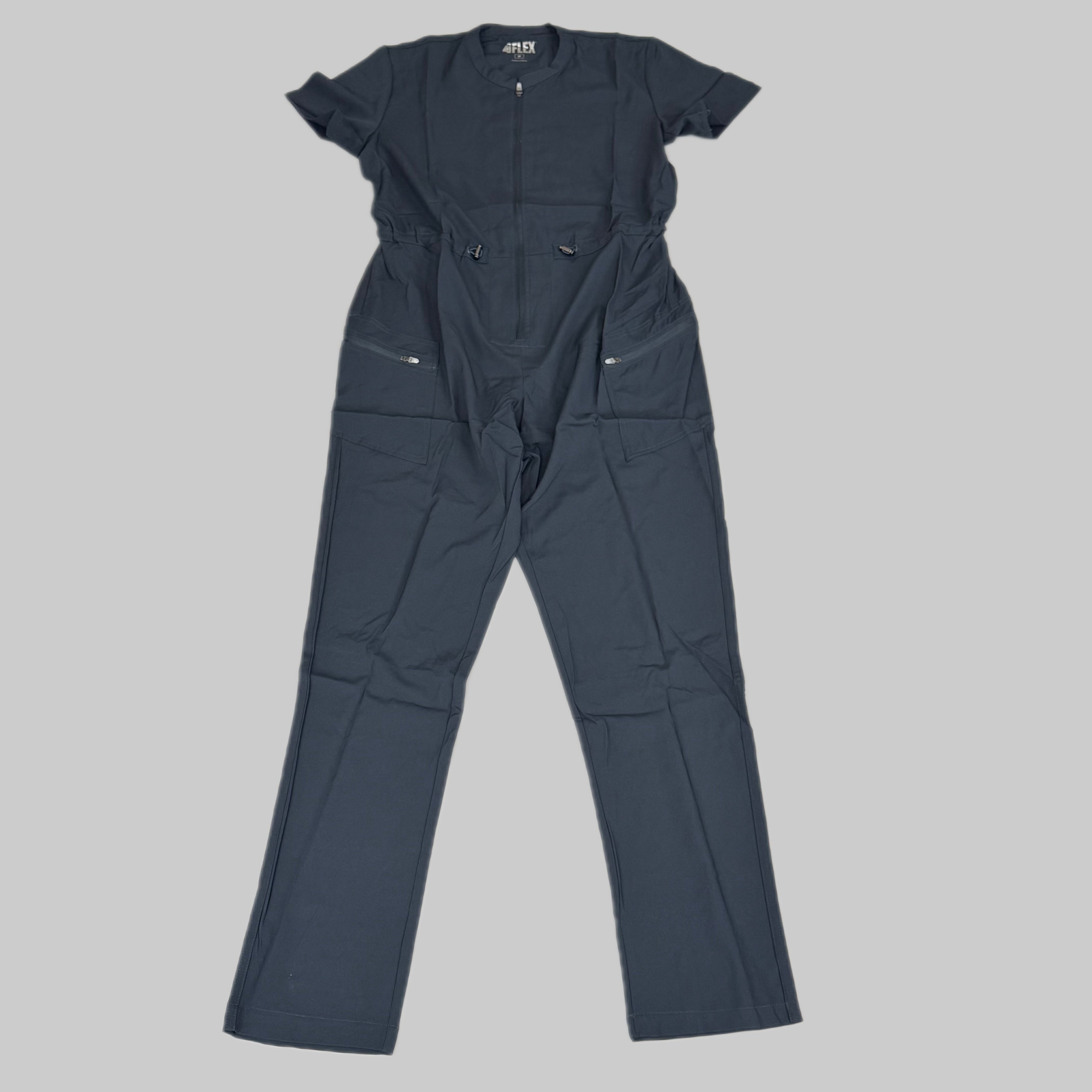 GREEN TOWN 4 Flex Scrubs Jumpsuit Cinch In Waist Women's Sz S Pewter GFX-023AST