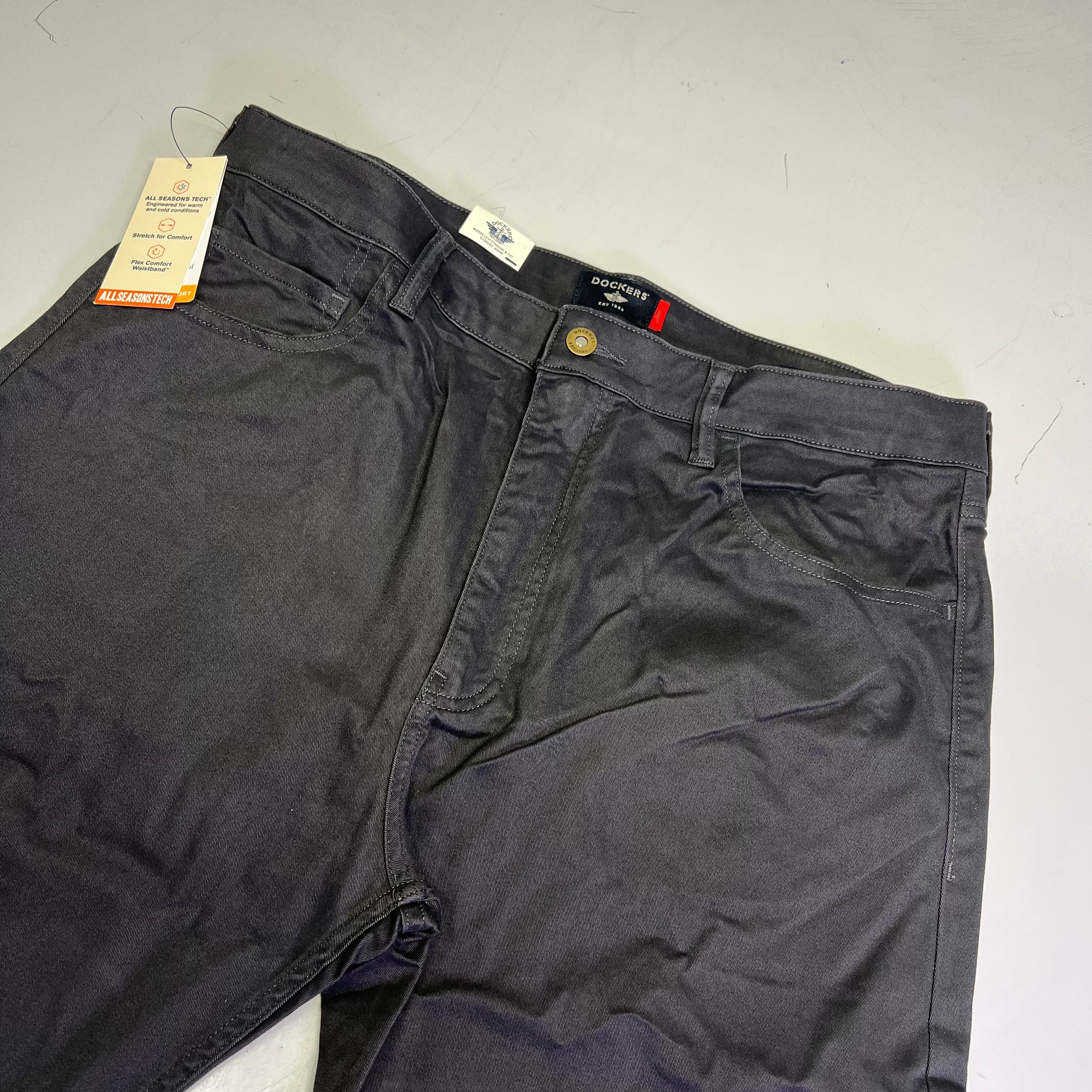 DOCKERS All Seasons Tech Straight Fit Jean Cut Pant Men's Sz 38x32 Steelhead