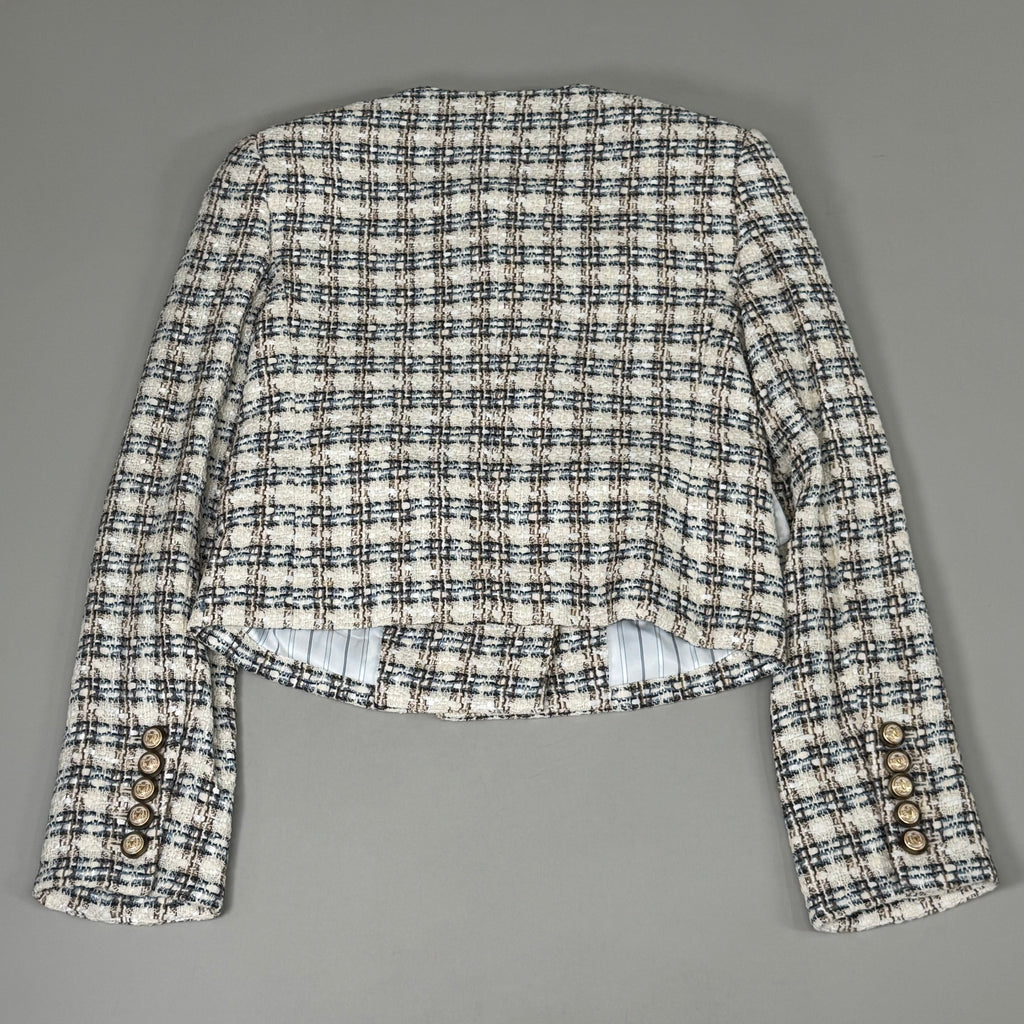 VERONICA BEARD Bentley Tweed Jacket Sz-4 Ivory/Camel 2406TW6810474