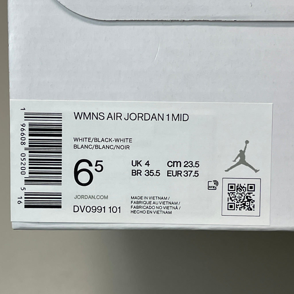 NIKE AIR JORDAN 1 Mid Panda Shoe Women's Sz 6.5 Black / White DV0991-101 (New)
