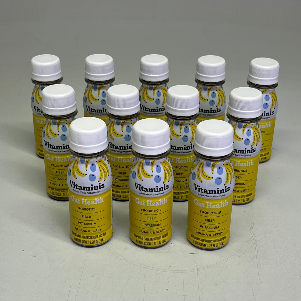 VITAMINIS (12 PACK) Gut Health Banana & Berry Flavor 100% Vegan BB 03/27