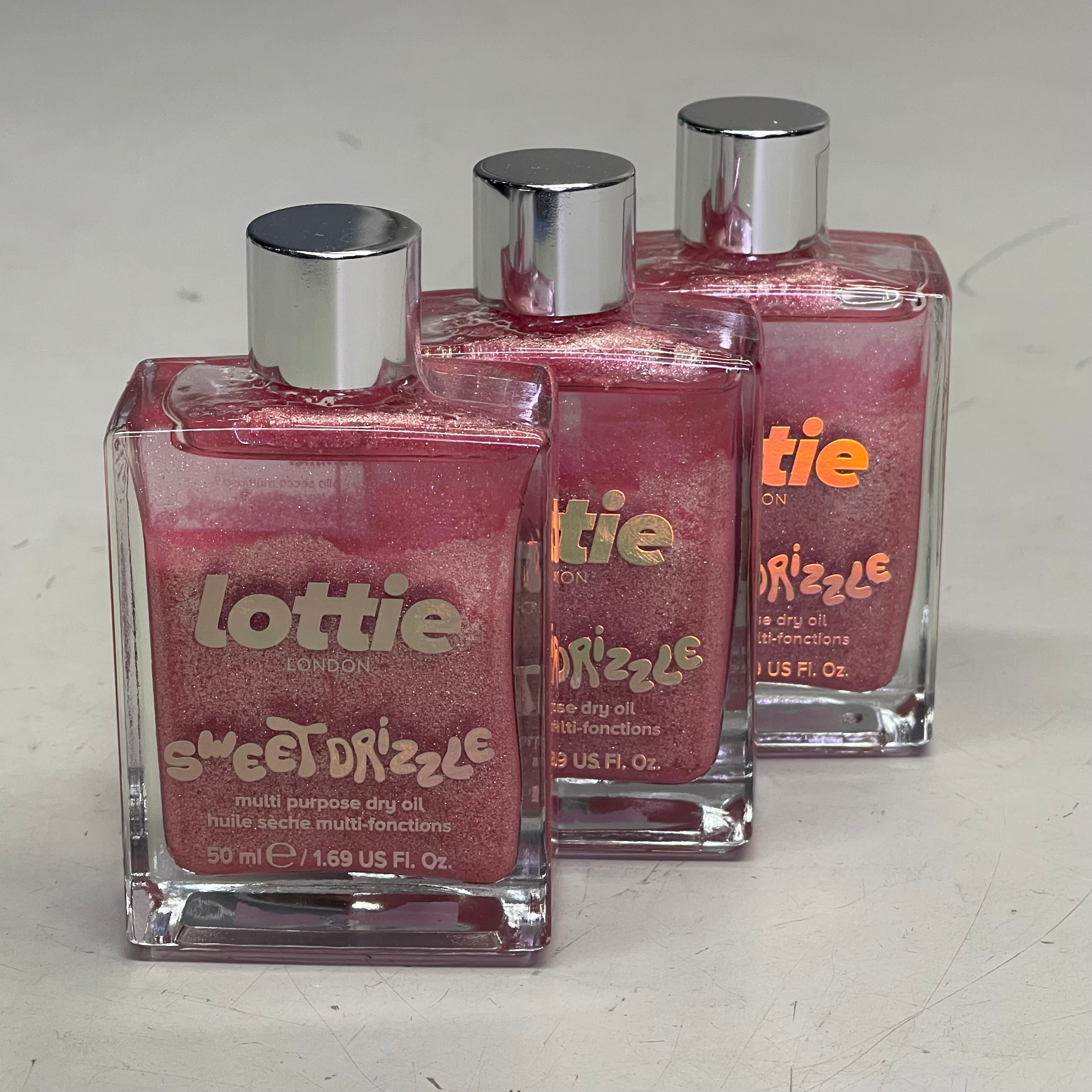 LOTTIE LONDON (3 PACK) Sweet Drizzle Body Oil 1.69 fl oz "Pink Shimmer" SPR021