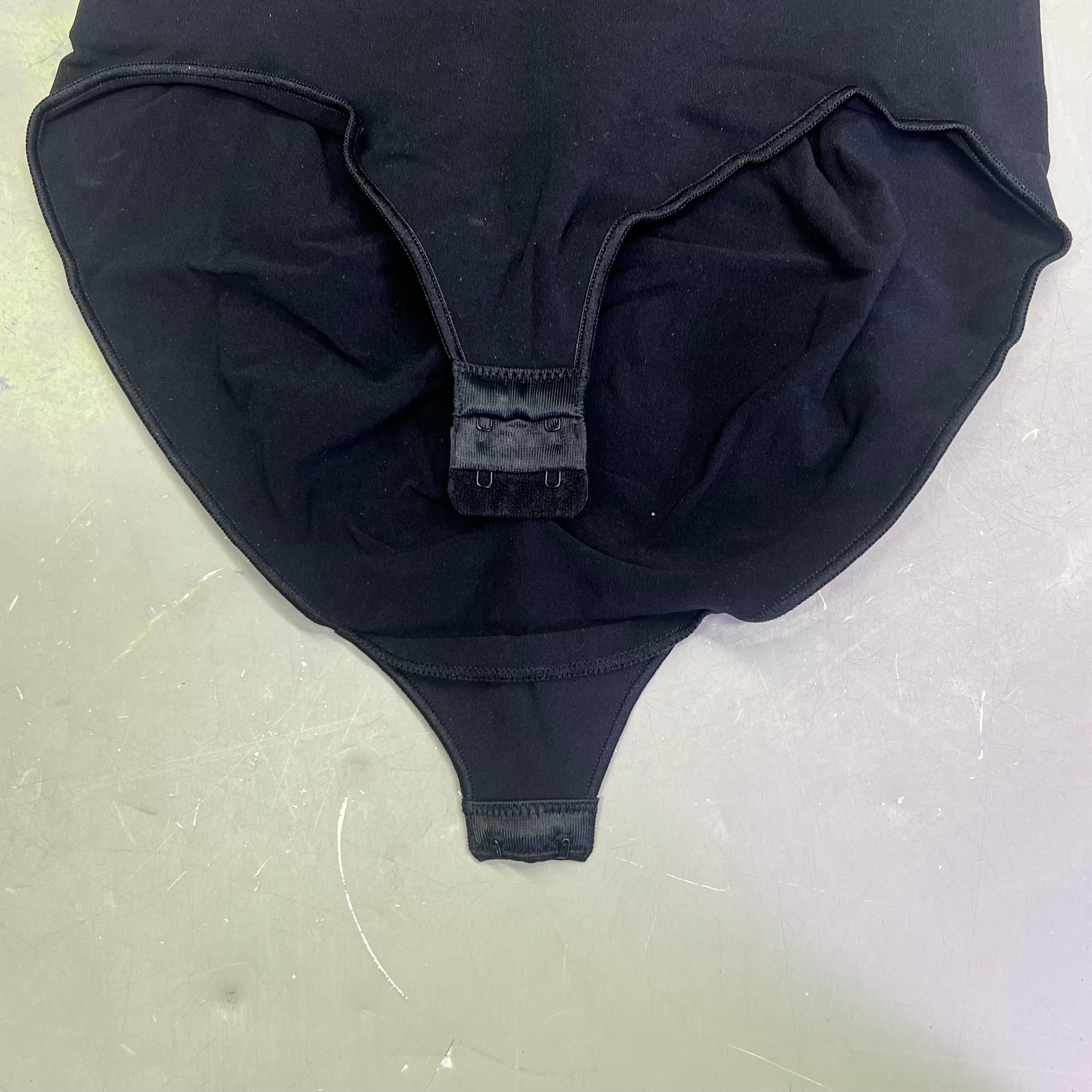 LUXMERY Breathable Stretch Fabric Low Back Sculpting Body Suit Sz L Black