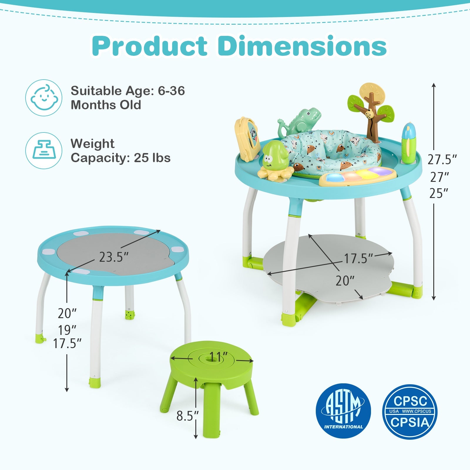 5-in-1 Baby Activity Center Interactive Bounce Seat with Removable Toys