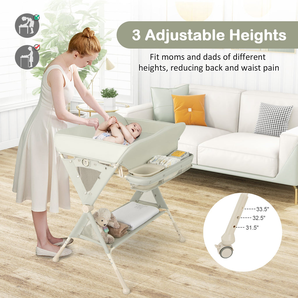 Baby Diaper Changing Table with Water Basin Wheel