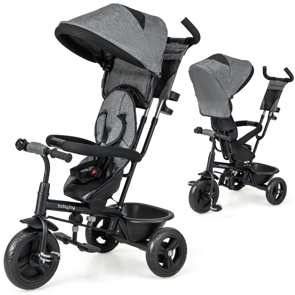 4-in-1 Baby Trike Kids Tricycle with Removable Canopy and Adjustable Push Handle
