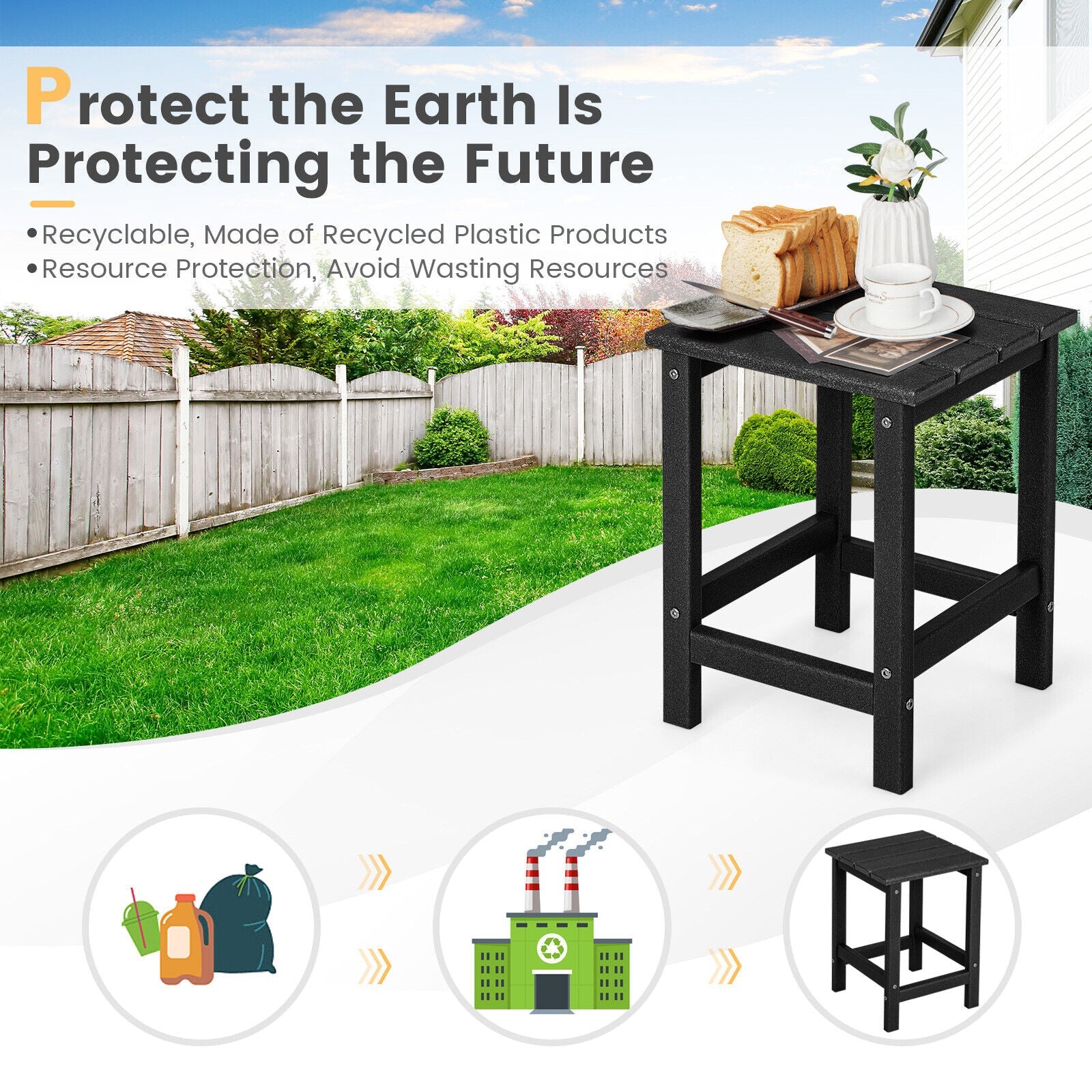 14 Inch Square Weather-Resistant Adirondack Side Table