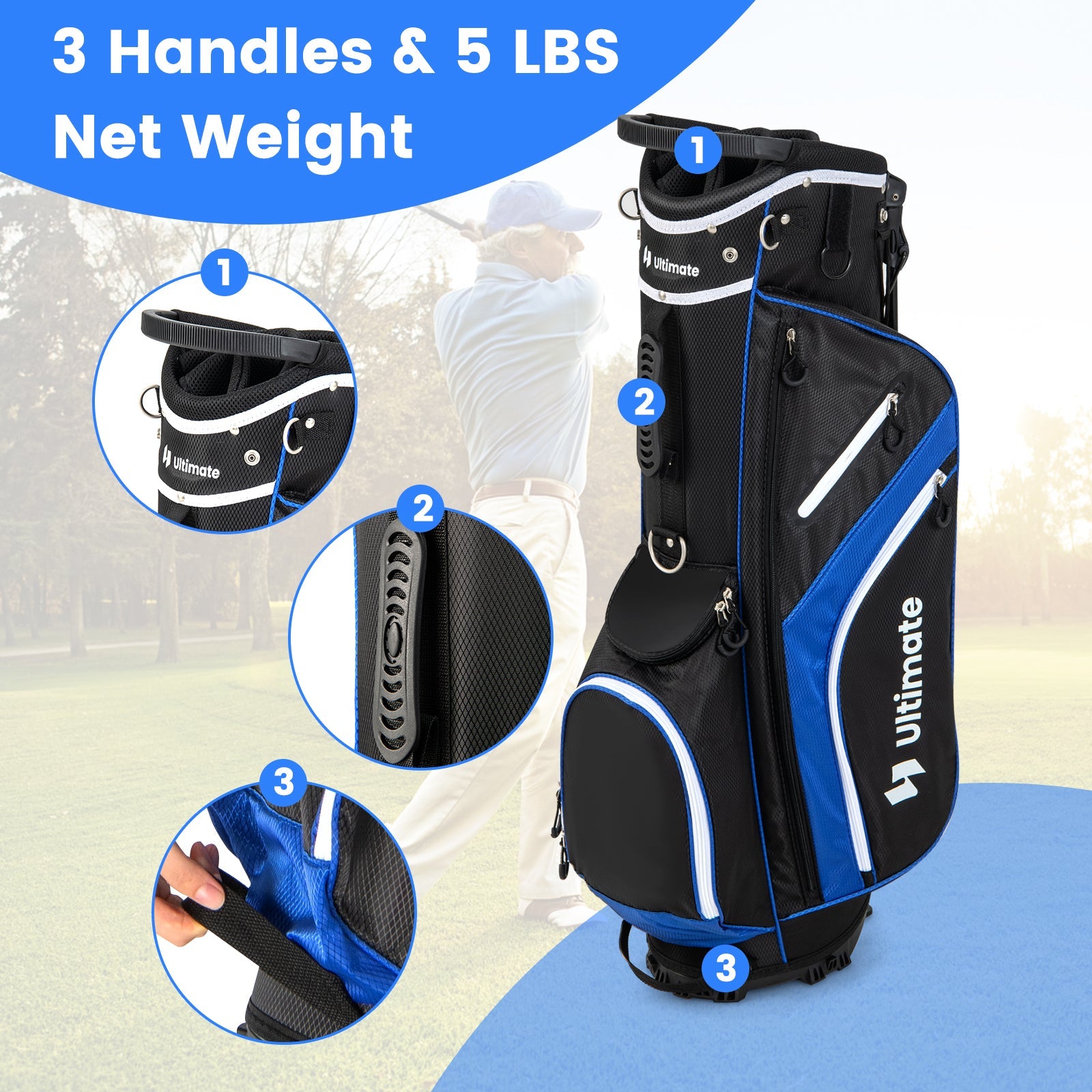 Lightweight Golf Stand Bag with 14 Way Top Dividers and 6 Pockets