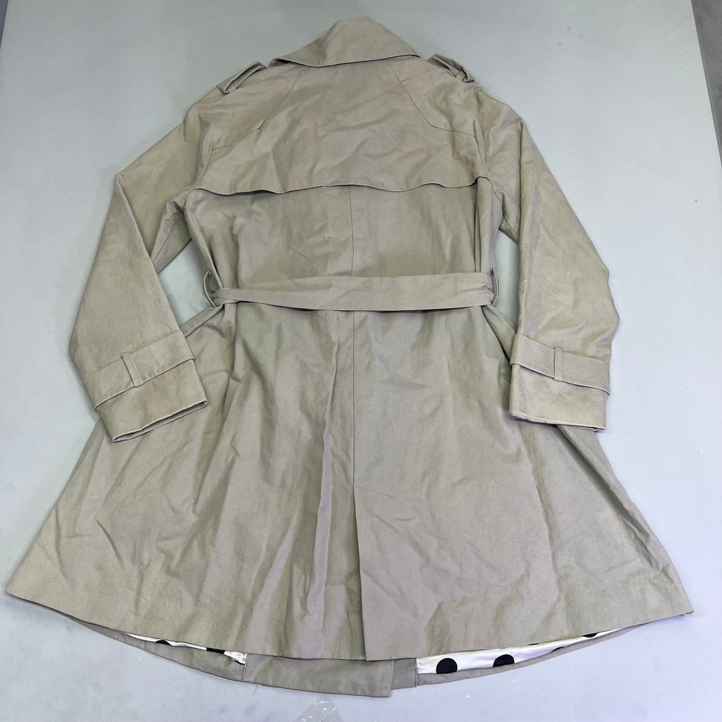 CAROLINA HERRERA Trench Coat Dot 55% Silk Lined Women's Sz S Khaki (Pre-Owned)