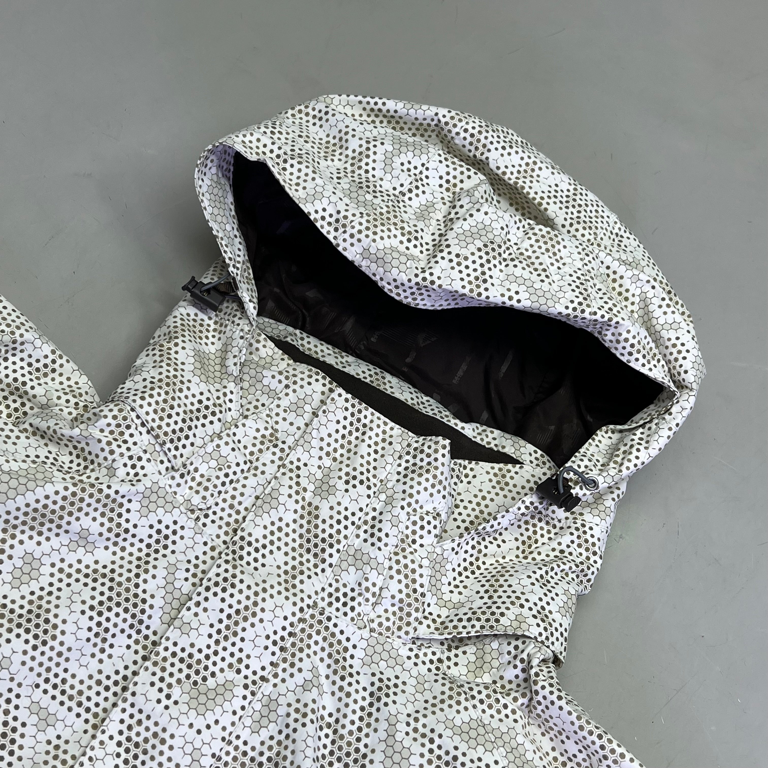 NORTH FACE Full Zip Elastic Waist Winter Coat Men's Sz L Honey Comb Pattern