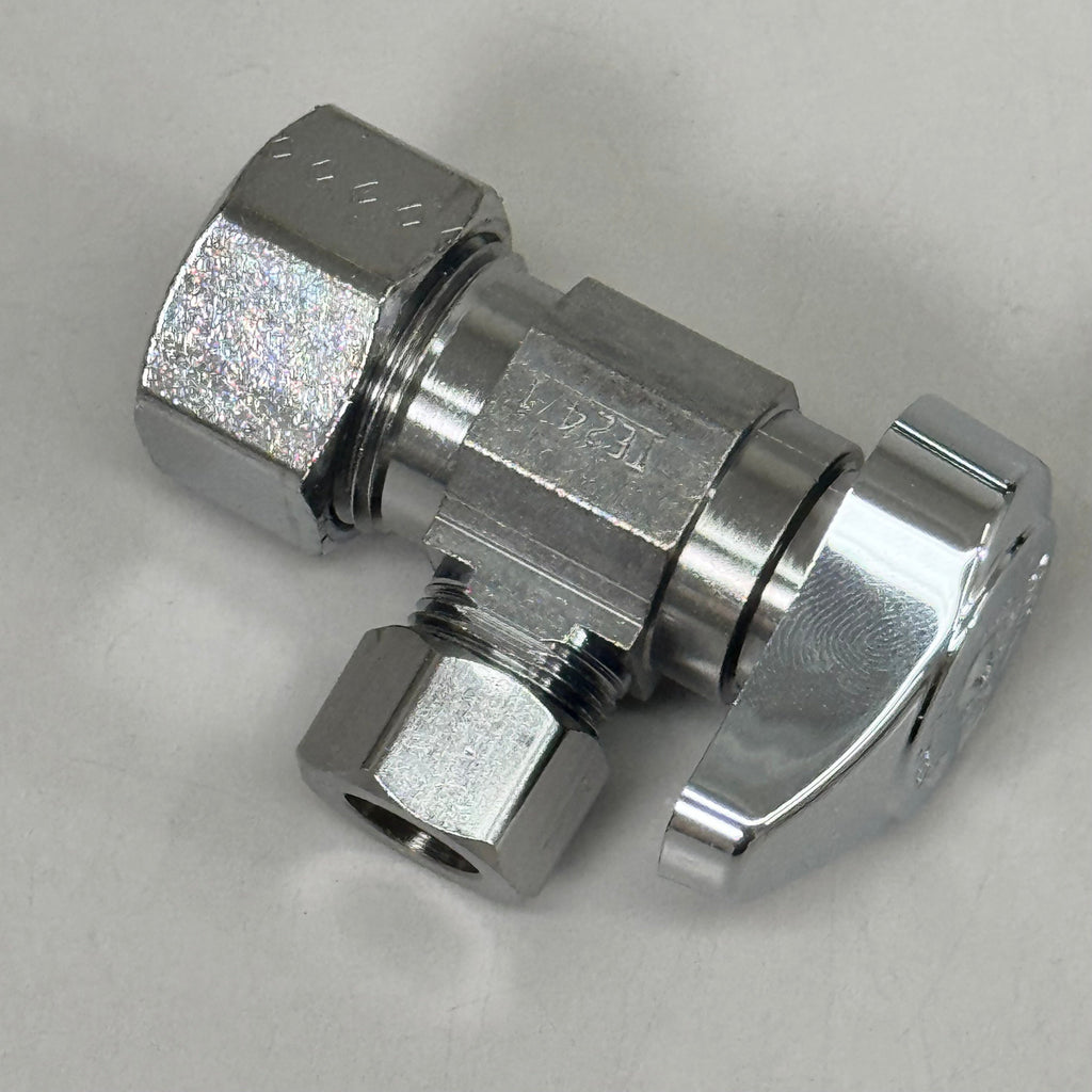 ZA@ BRASS CRAFT (5 PACK) 1/4" Turn Angle Supply STOP Valve 1/2"x3/8" Chrome G2CR19XC As-is Damaged Packaging