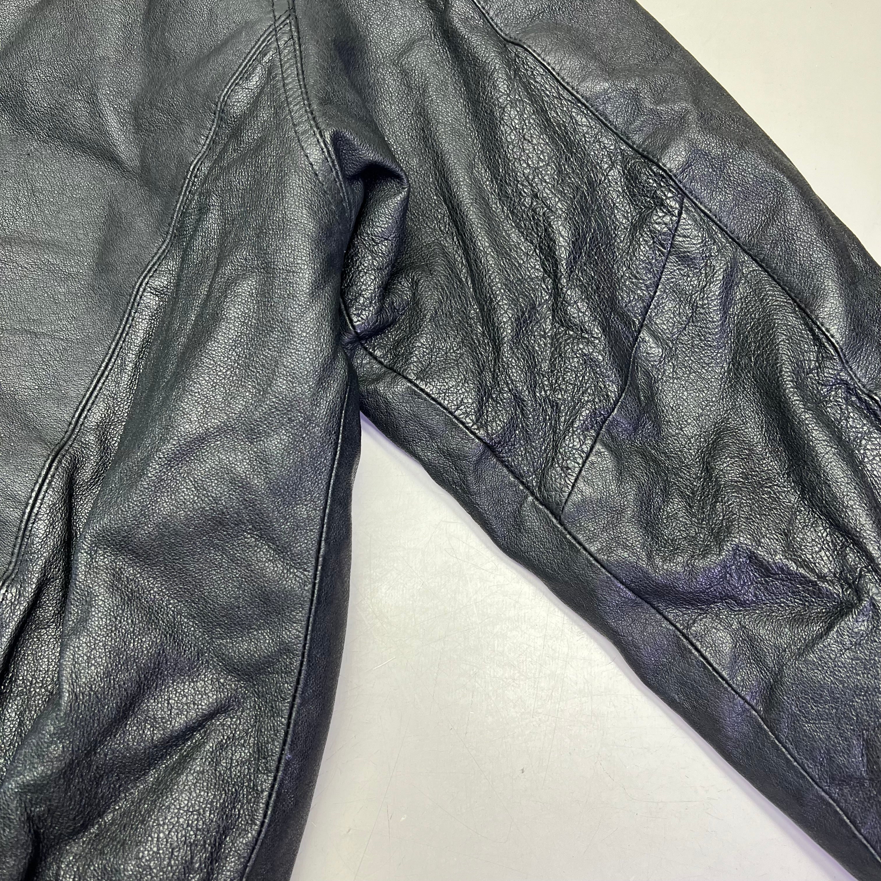 NEW ORDEDR Authentic Leather Jacket Full Zip Men's Sz L Black (Pre-Owned)