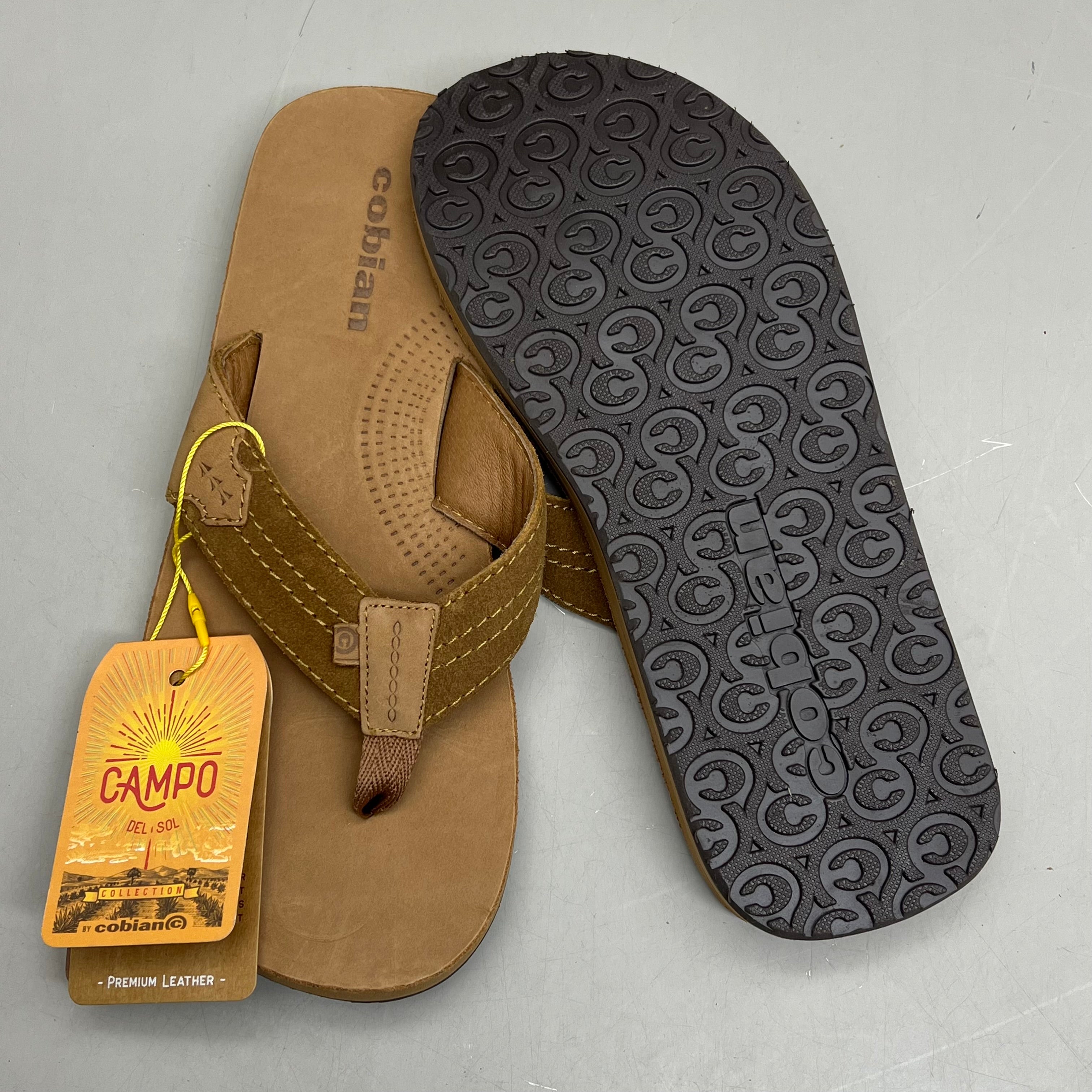 COBIAN Lazo Premium Leather Sandals Men's Sz 8 EU 40 Tan LZO-24-230-8