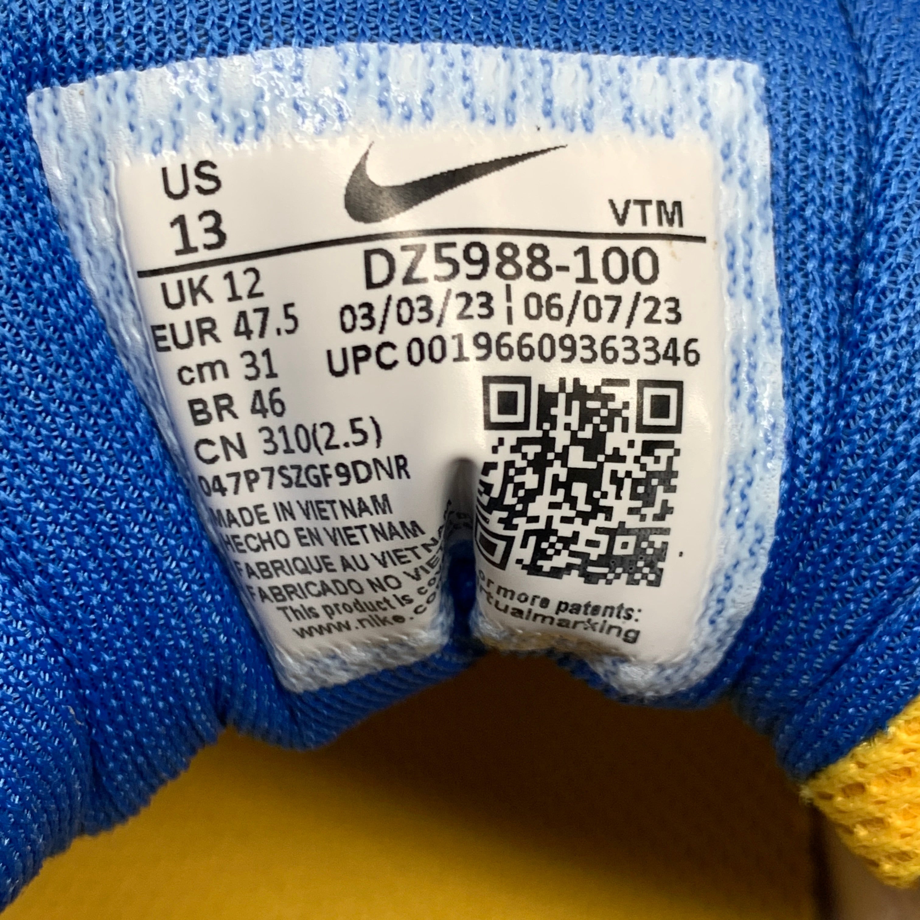 NIKE Zoom Pegasus 40 Shoes UCLA White/Signal Blue-Gold 14.5 Women's 13 Mens DZ5988 100
