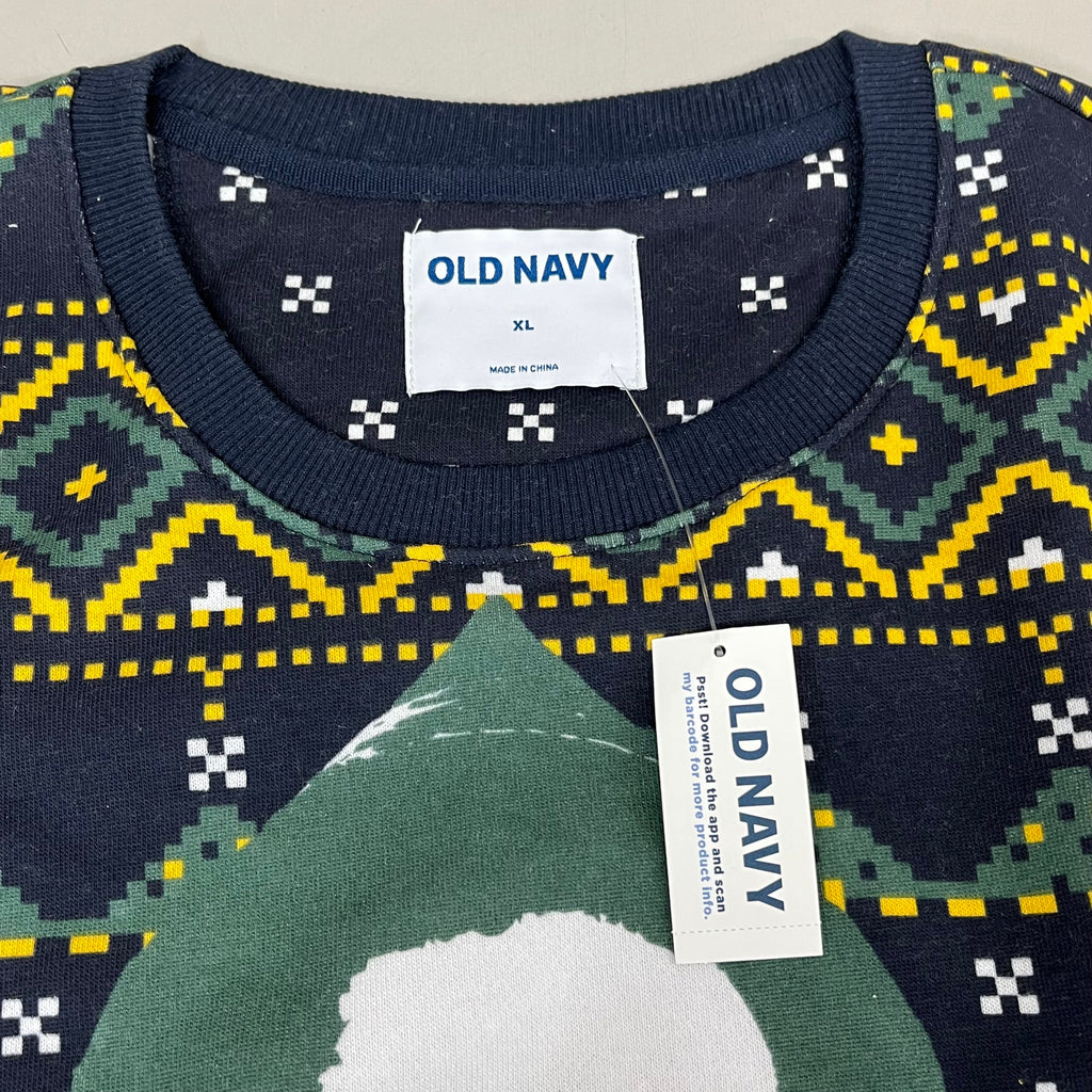 OLD NAVY Men's Christmas Holiday Buddy the Elf Crewneck Sweatshirt Sz
 XL Navy/Green 572579-00-1