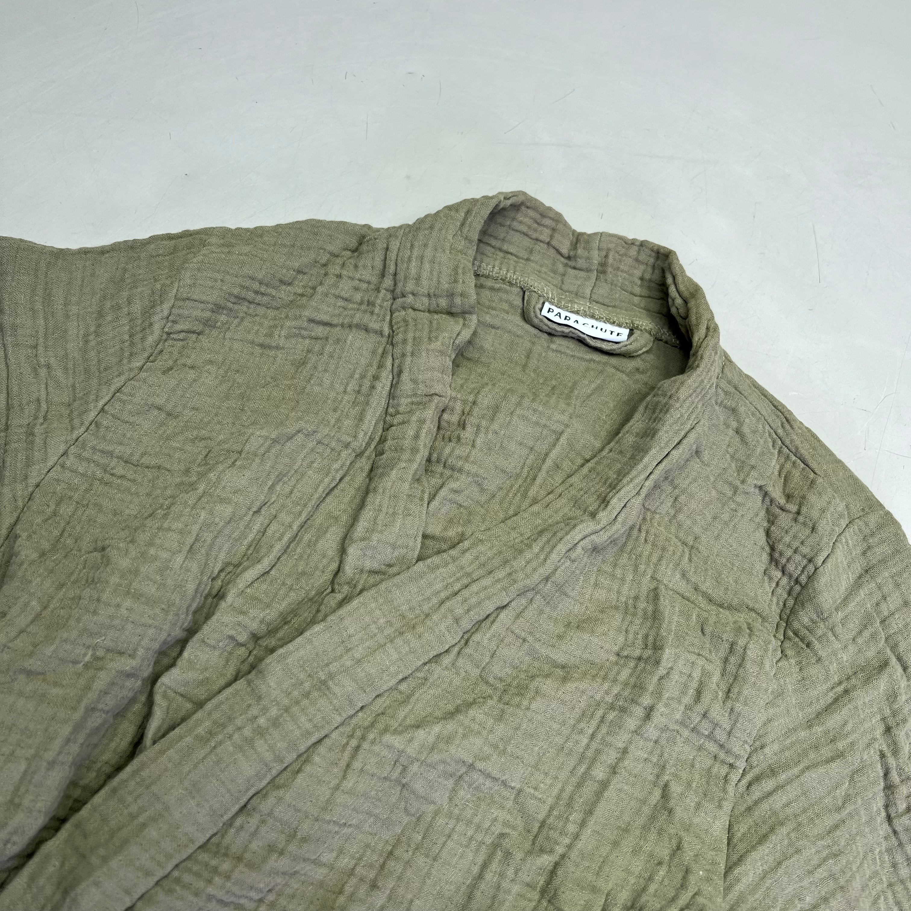 PARACHUTE 4-Ply Gauze Cloud Cotton Robe W/ Pockets Men's Sz S Moss (Pre-Owned)