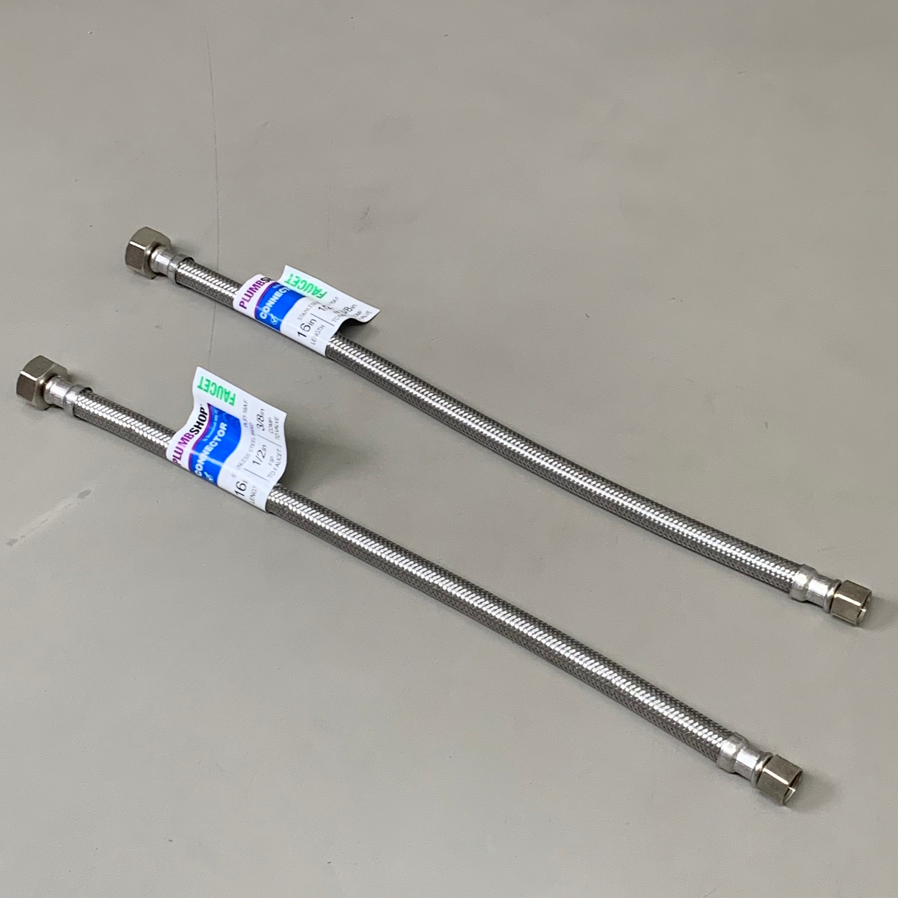 PLUMBSHOP (2 PACK)Faucet Connector Stainless Steel Braid 3/8"&13/8" FIP PLS1-16KC