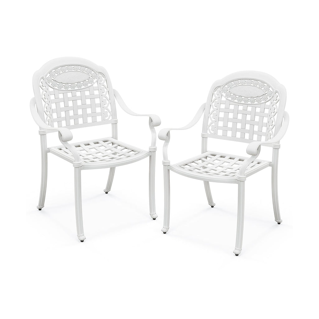 Cast Aluminum Patio Chairs Set of 2 with Armrests