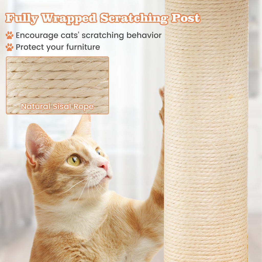 Indoor Small Aviation-themed Cat Tree Cat Tower with Helicopter Top Perch-Yellow