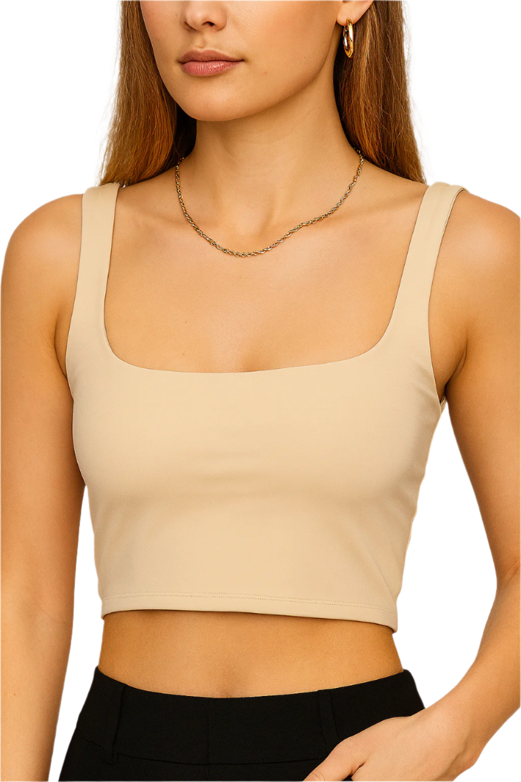 Square Neck Tank Top | Summer 2025 Stretch Crop Shirt