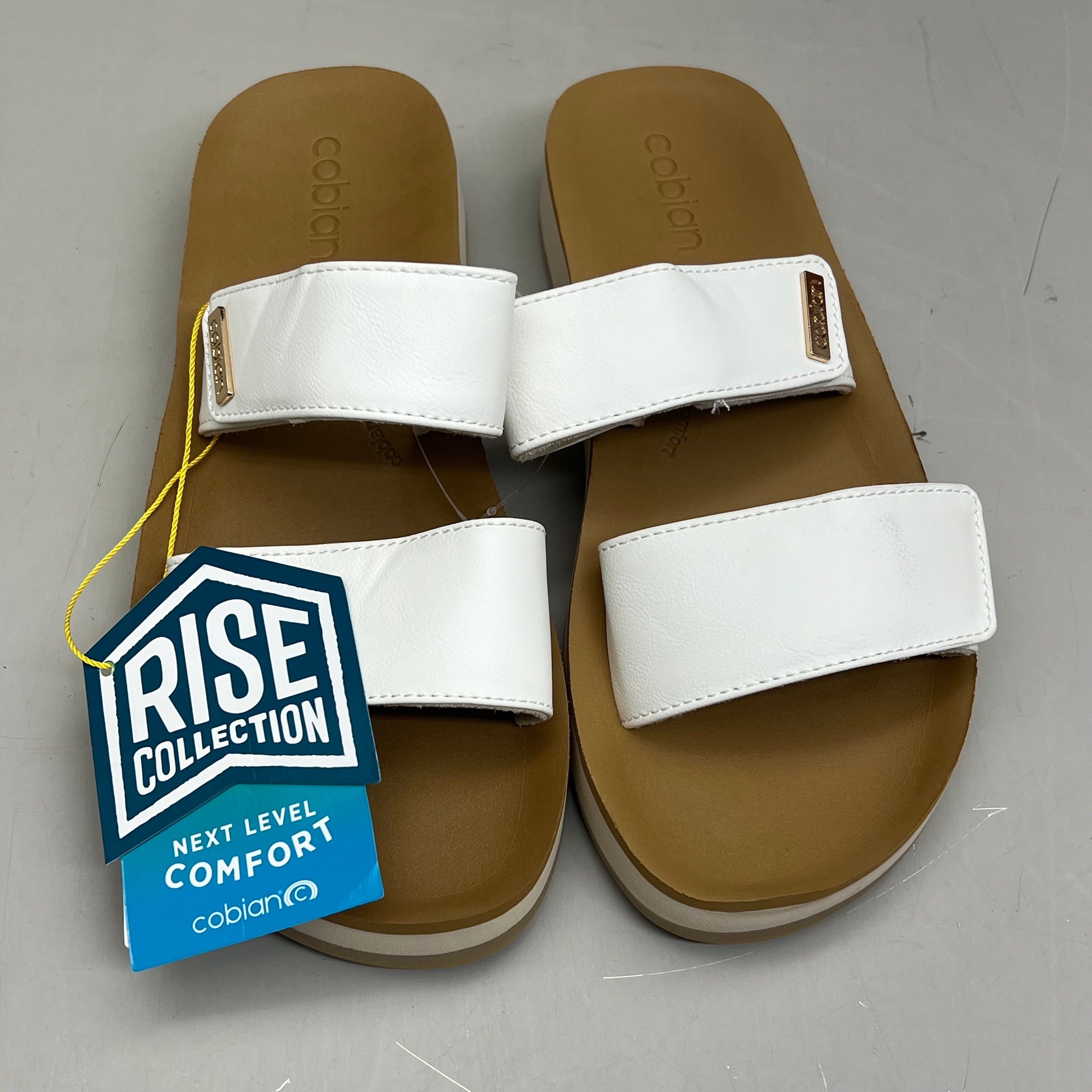 COBIAN Dana Rise Elevated Flatform Style Slide Women's Sz 6 White DNA24-100-06