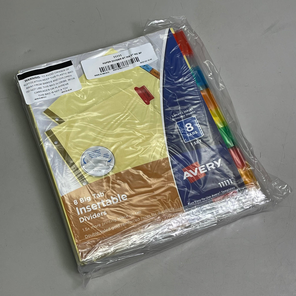 AVERY (12-PACK) Insertable Big Tab Dividers 3-Hole 8-Set Double-Sided Buff 11111
