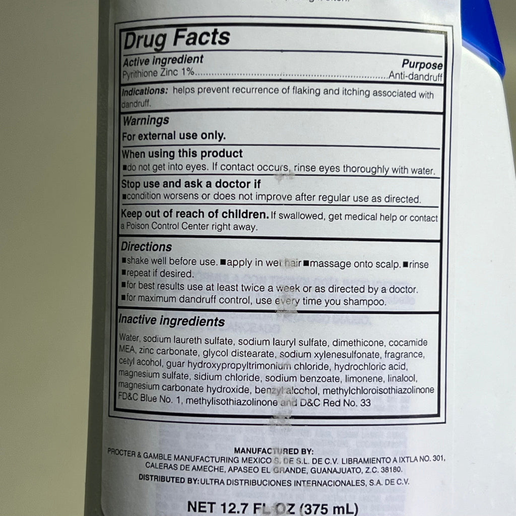 HEAD & SHOULDERS (6 PACK) Antidandruff Shampoo 3 In 1 Action Formula 375 Ml