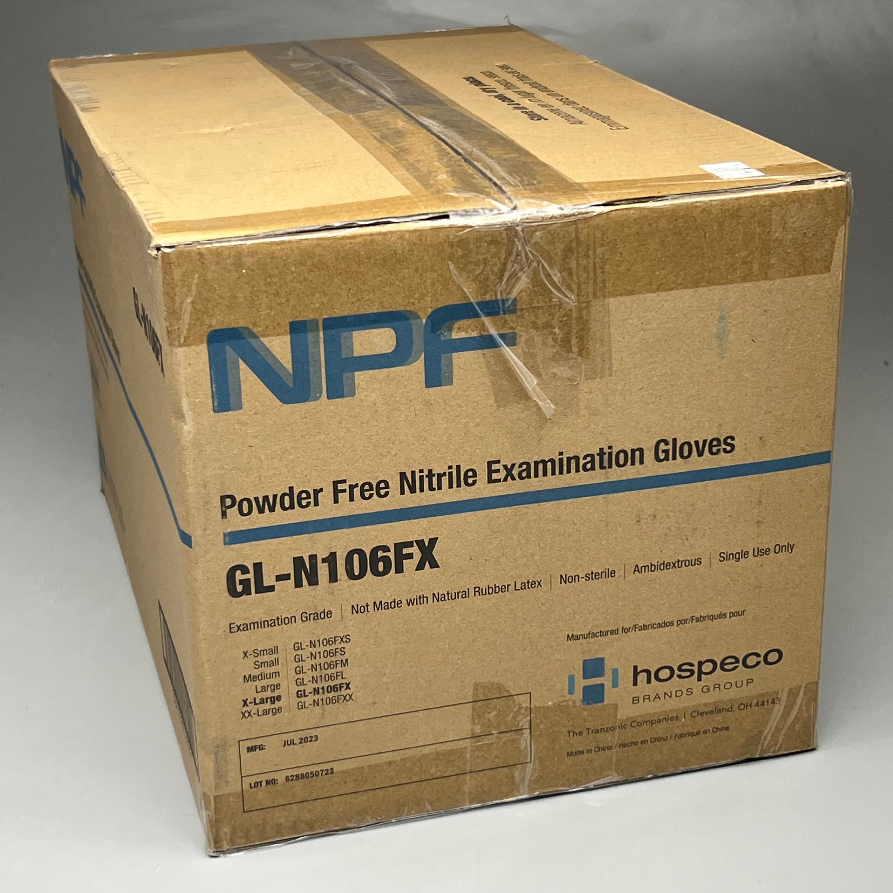 HOSPECO NPF (1,000 PACK) Nitrile Powder Free Exam Gloves Sz M Blue GL-N106FM