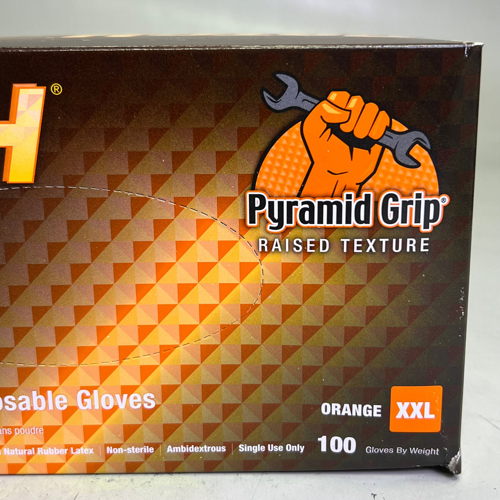 ADENNA (2 PACK) Catch Powder Free Nitrile Disposable Gloves Orange CAT459 Sz XXL