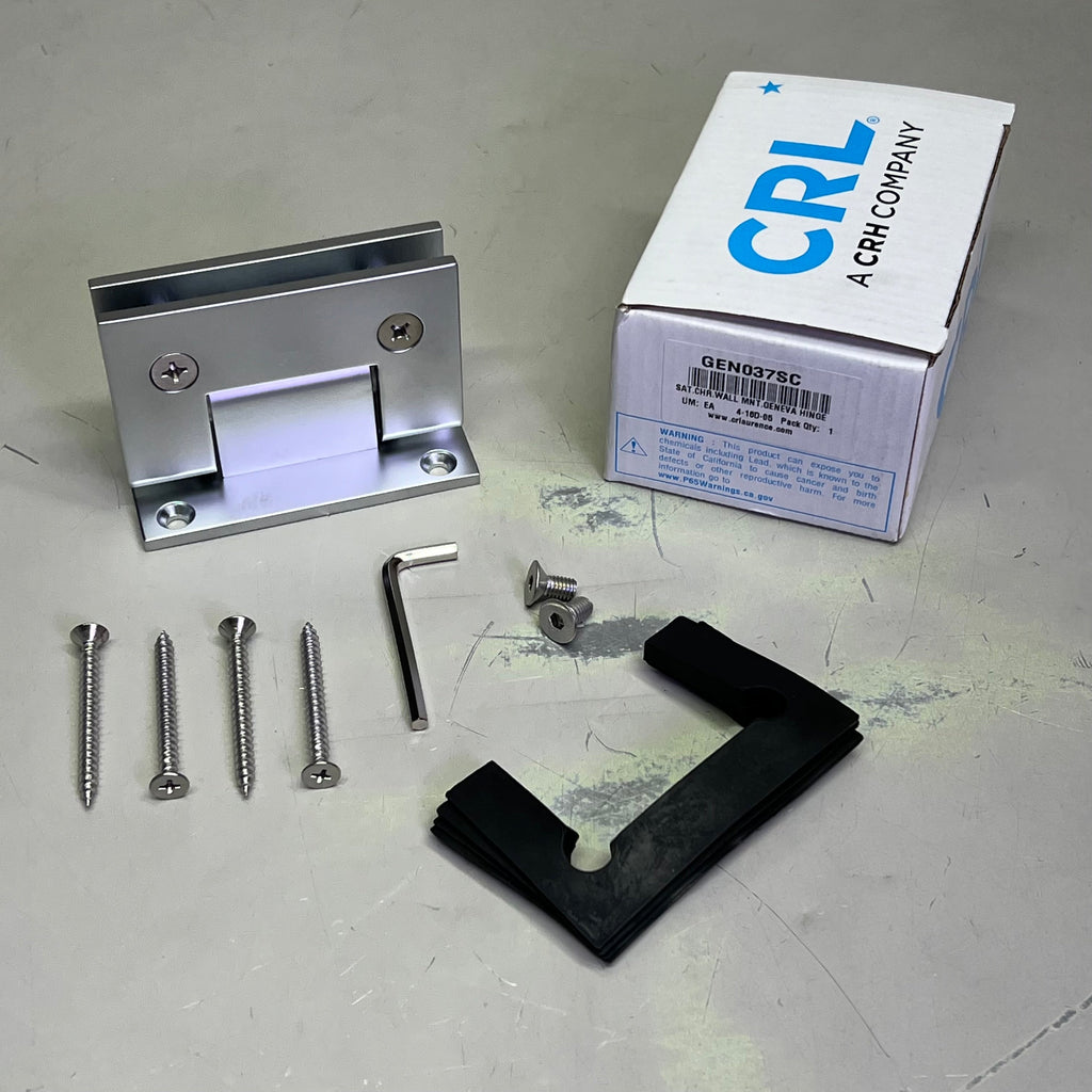 CRL Shower Pull Handle BM Series & Hinges Kit Satin Chrome BM8X8SC/GEN037SC