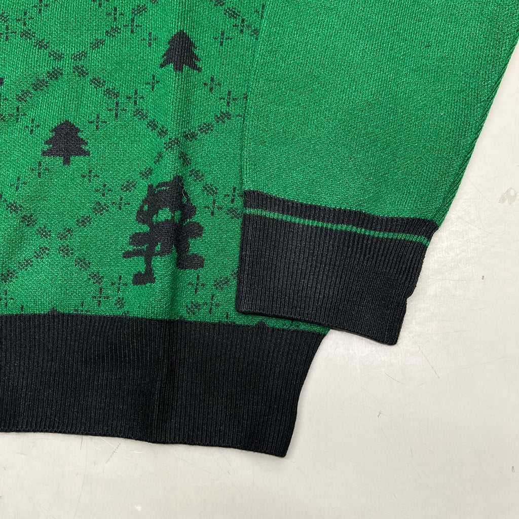 MONSTERCAT Records Soft Holiday Monogram Pullover Sweater Men's Sz M Green