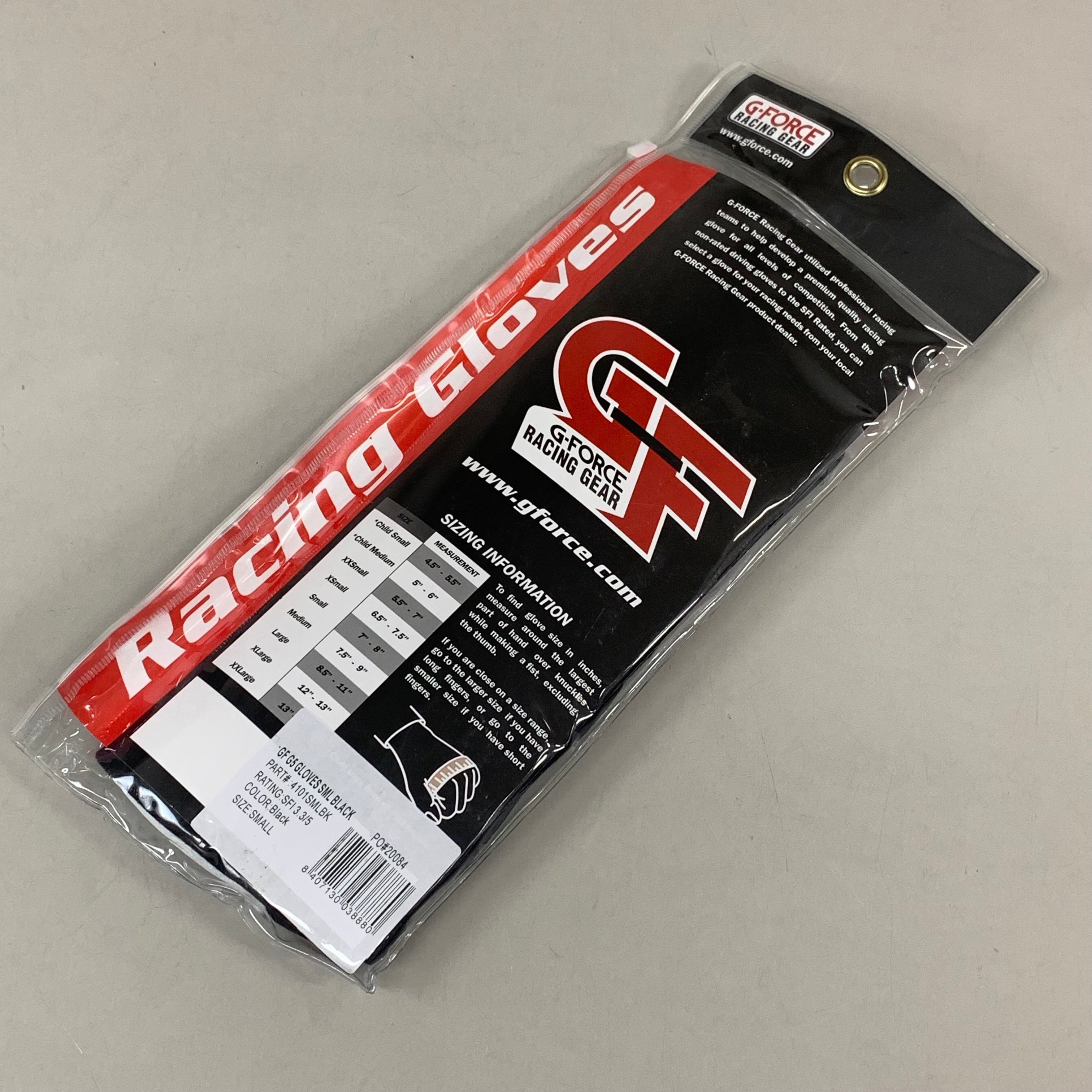 G-FORCE G5 Racing Gear Gloves SZ S Black 4101SMLBK