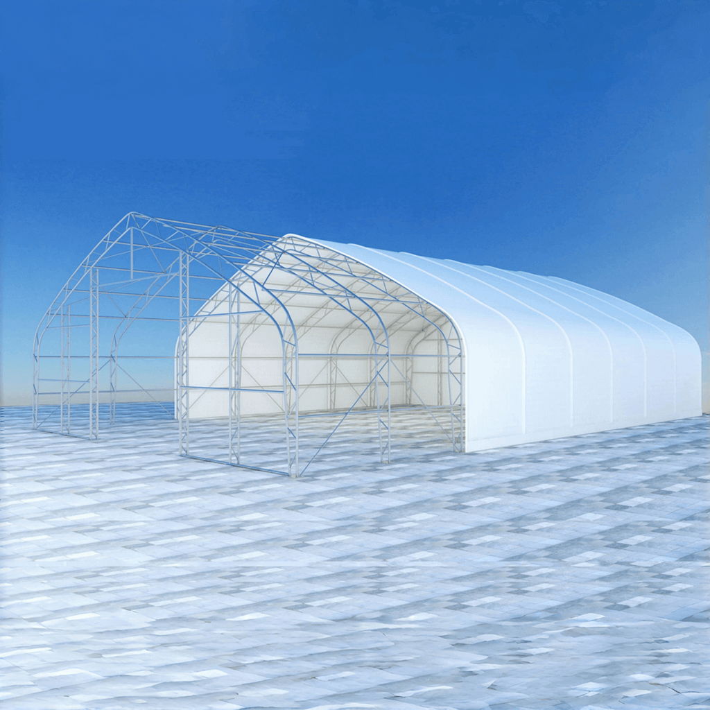 W40'xL80'xH21' Double Truss Storage Shelter, 10' Truss Spacing