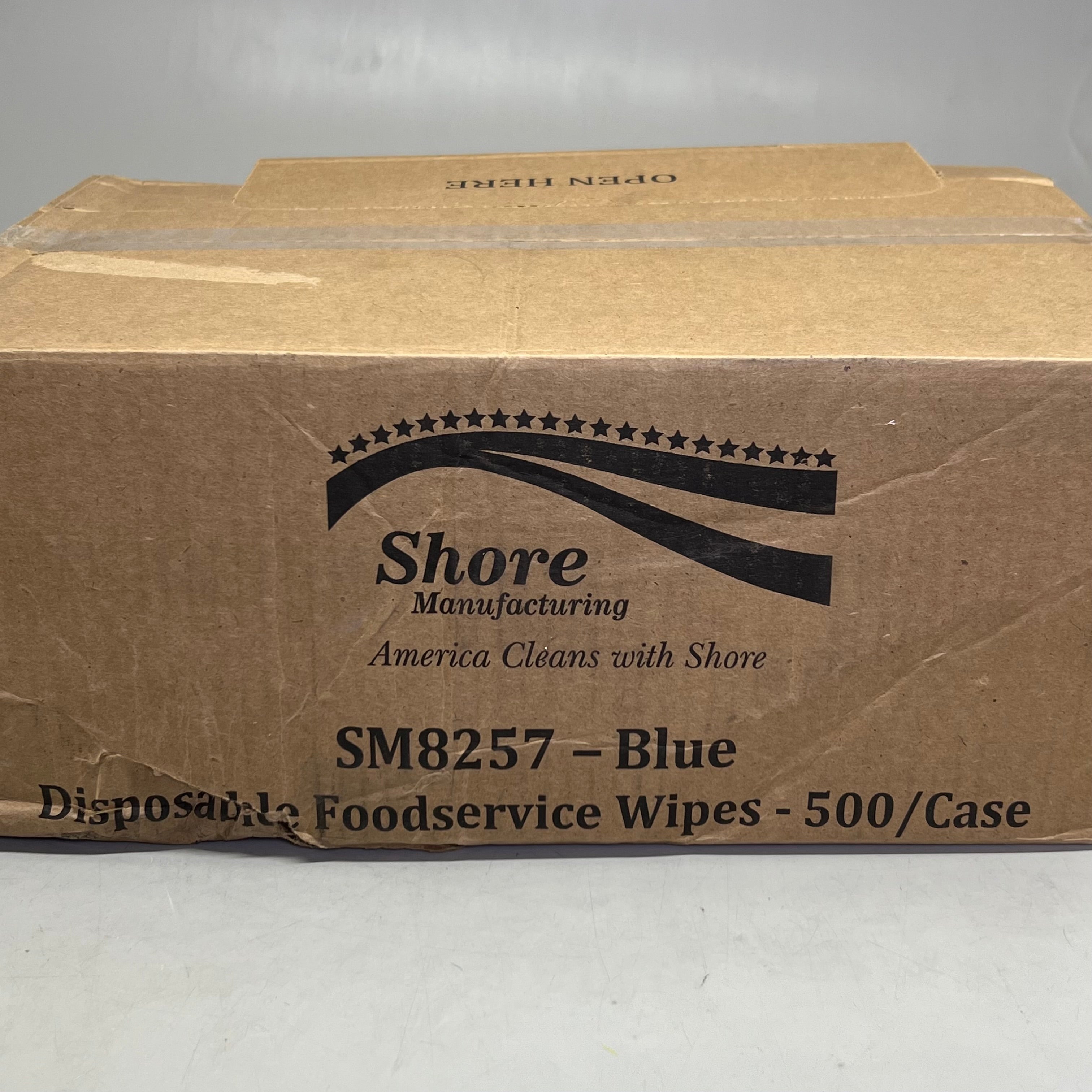 SHORE (500 Wipes) Disposable Foodservice Wipes Sz 7" x 7" Blue SM8257