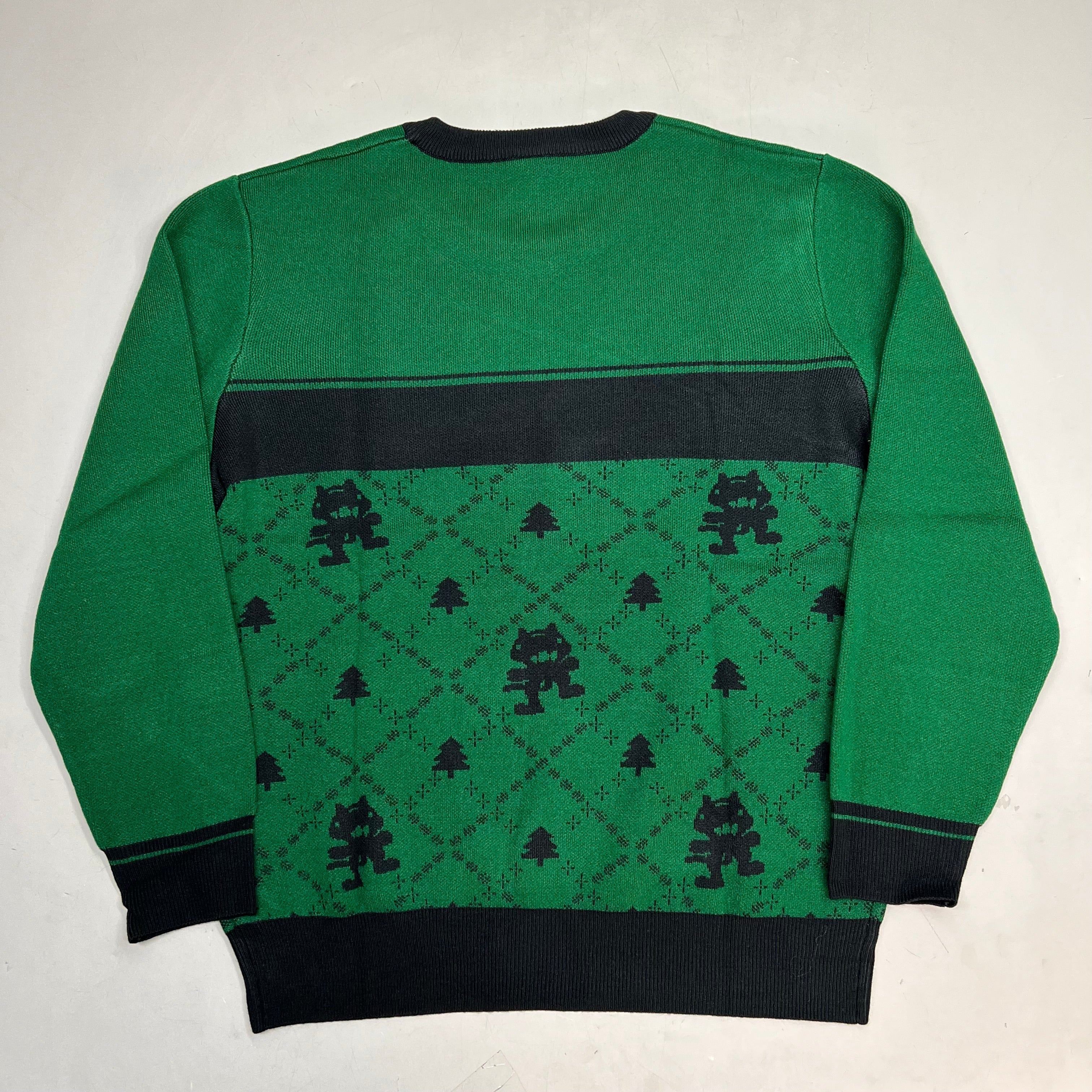 MONSTERCAT Records Soft Holiday Monogram Pullover Sweater Men's Sz M Green