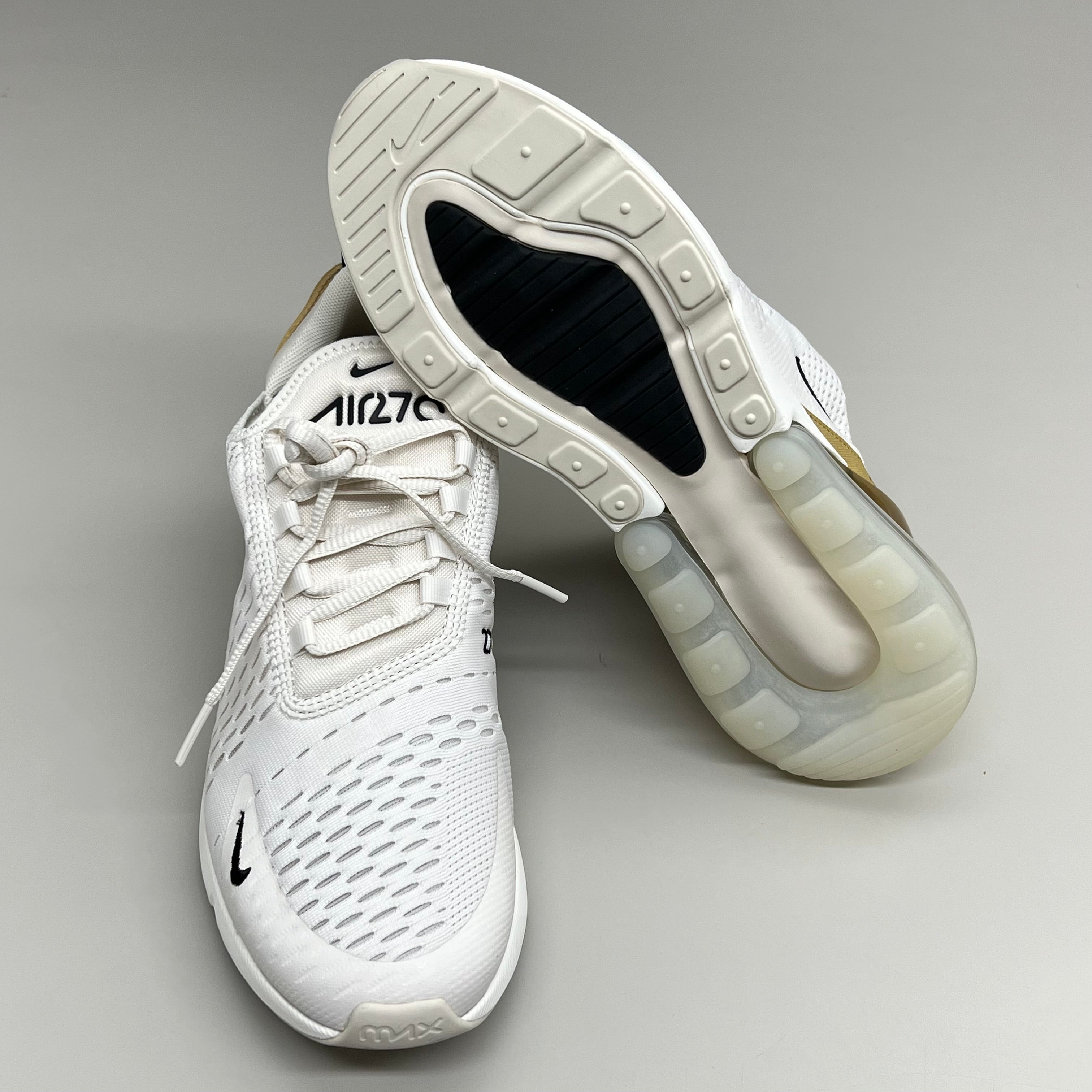 NIKE W Air Max 270 Foam Insole Mesh Sneakers Women's Sz 8 White Gold DZ77736 001