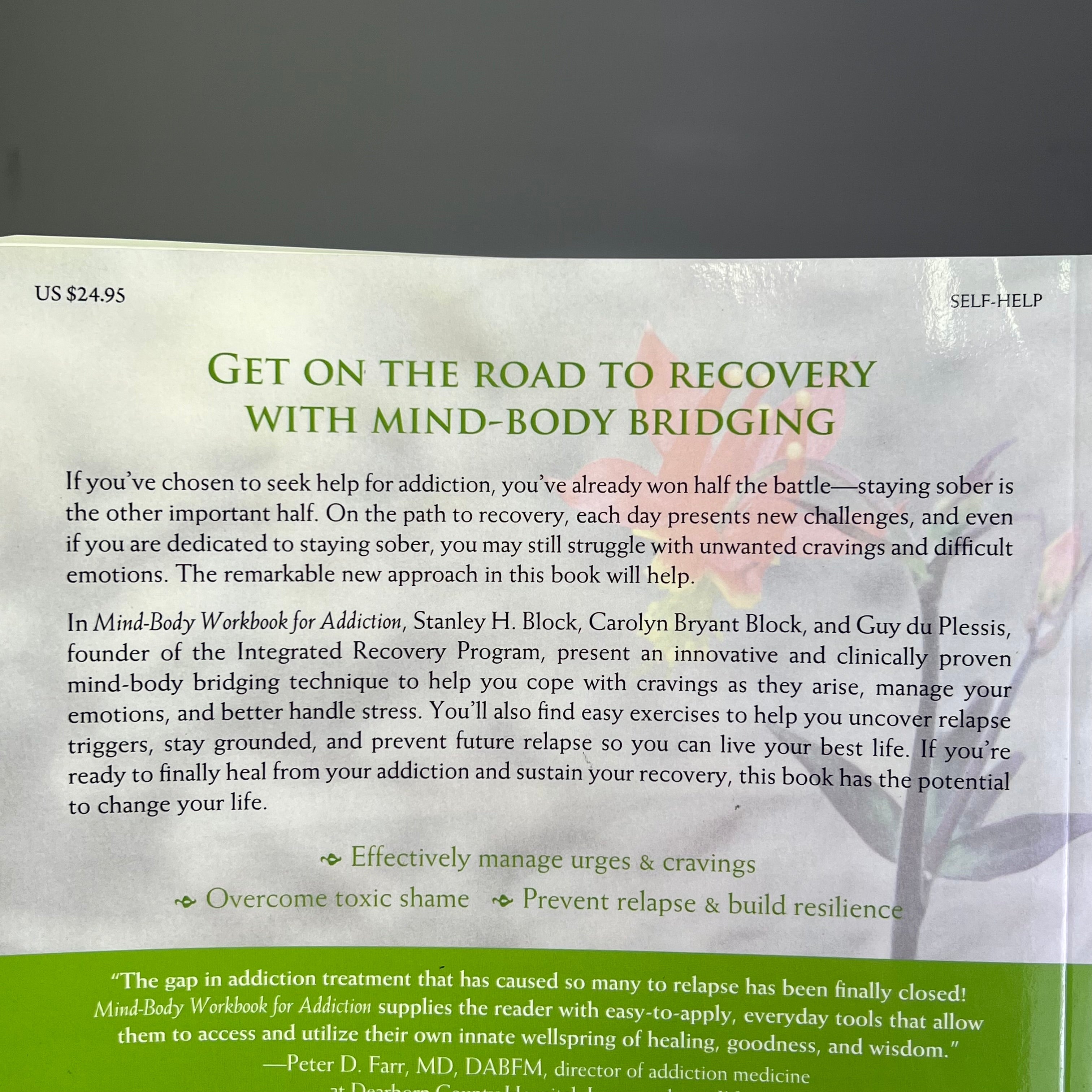 MIND-BODY WORKBOOK FOR ADDICTION Effective Tools Substance Abuse Recovery Book