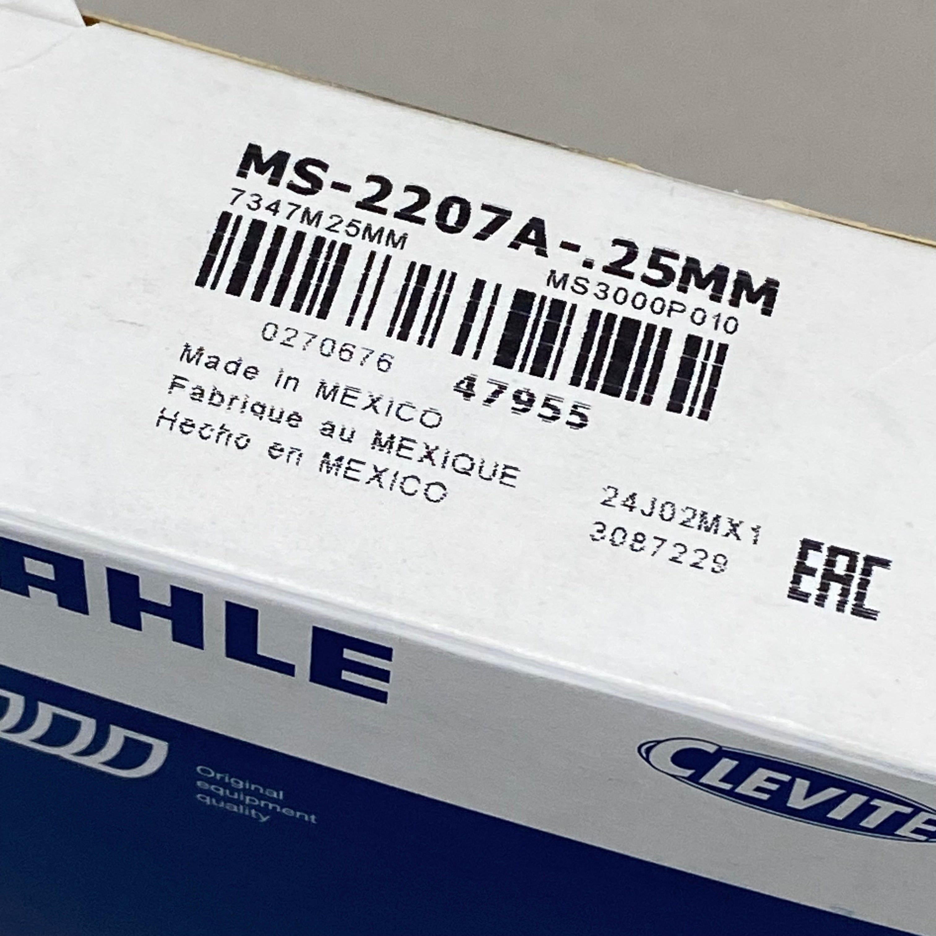 MAHLE (9 Pieces, 1 Box) Clevite Engine Crankshaft Main Bearing Set MS-2207A-.25MM
