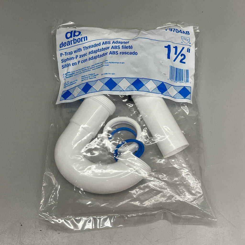 DB DEARBORN 1-1/2” P-Trap w/ Threaded ABS Adapter White P9704AB