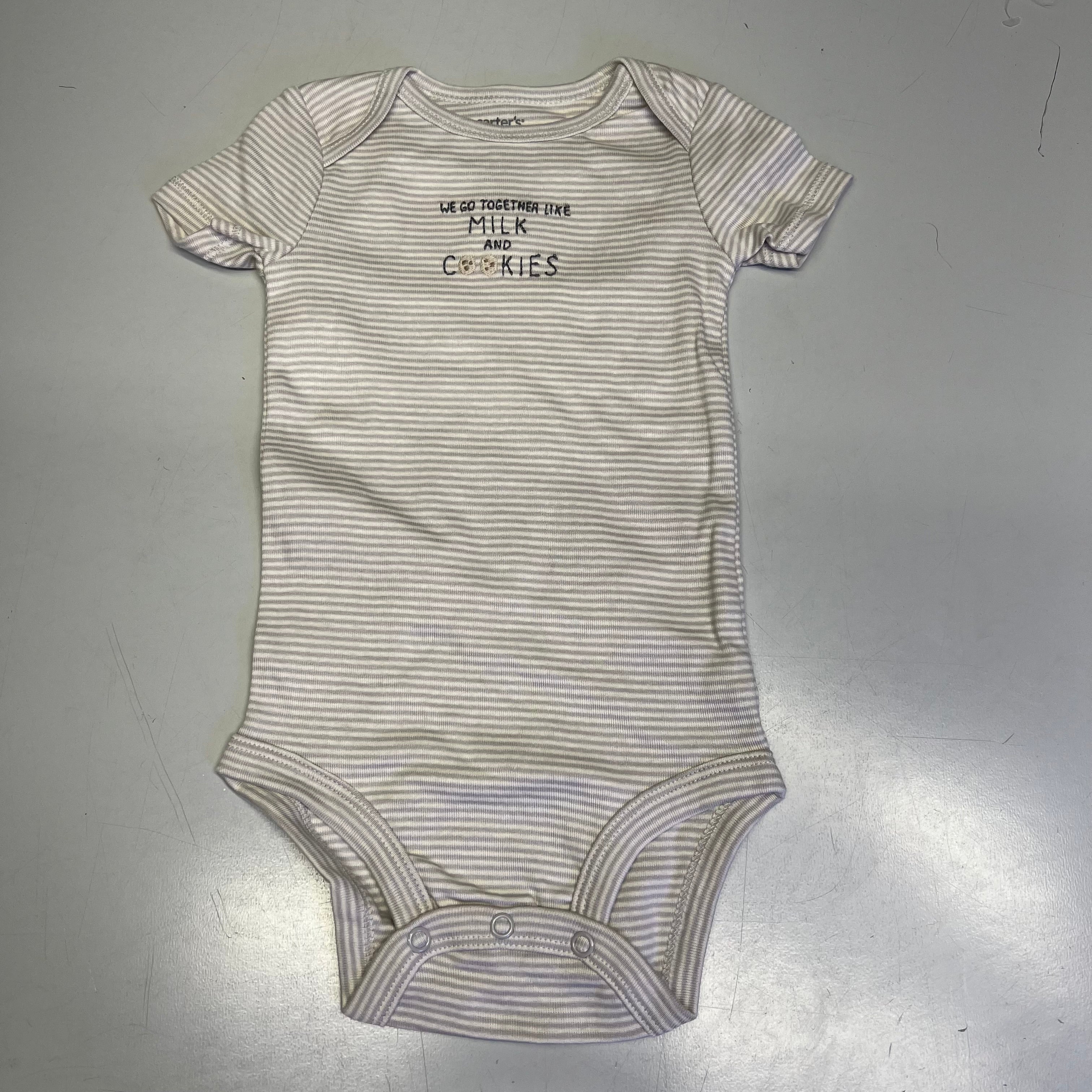 CARTERS (SET OF 3) 100% Cotton Milk & Cookies Set  Baby's Sz 12M Grey 1T122410