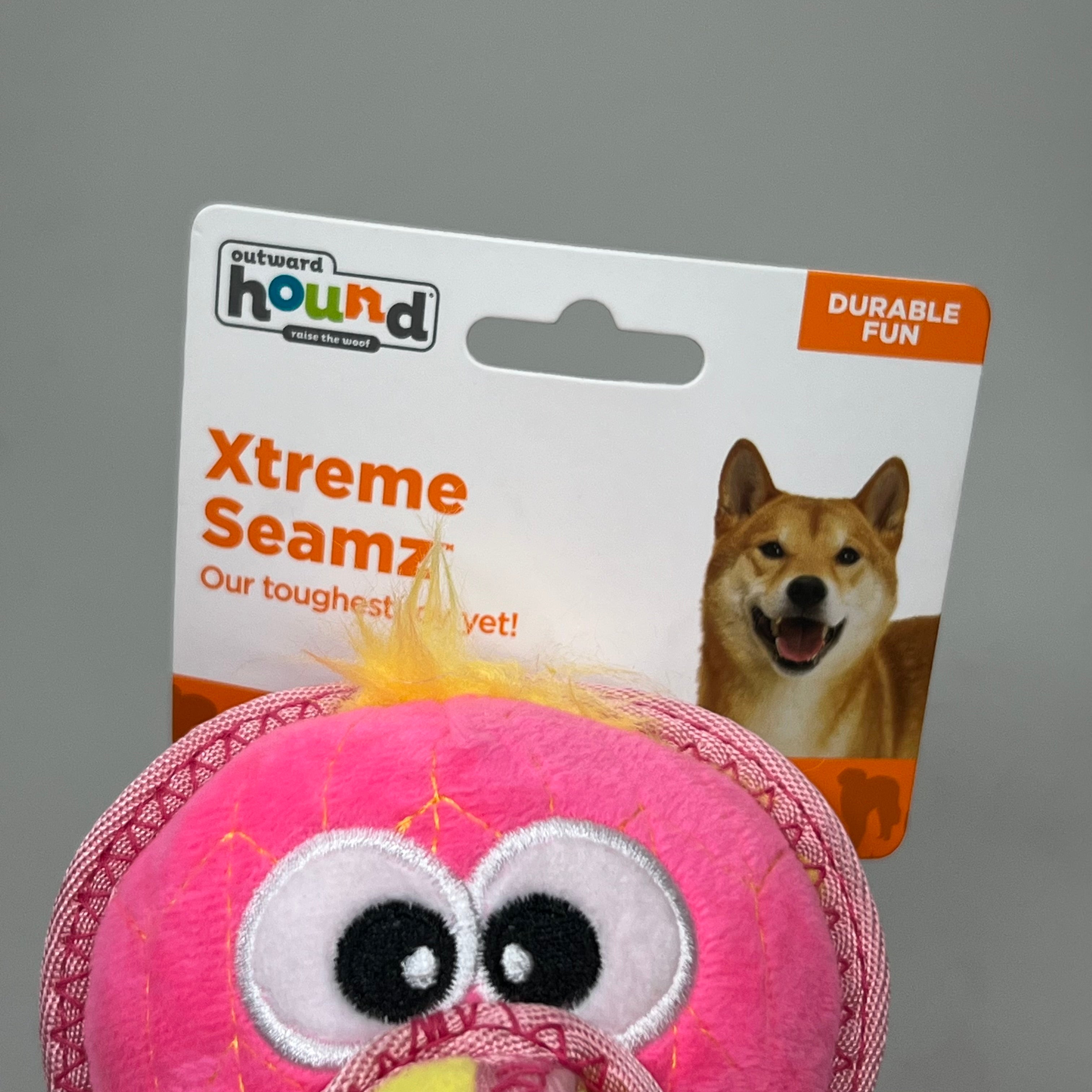 OUTWARD HOUND (2 PACK) Xtreme Seamz Flamingo Durable Dog Toy Pink Medium 70704