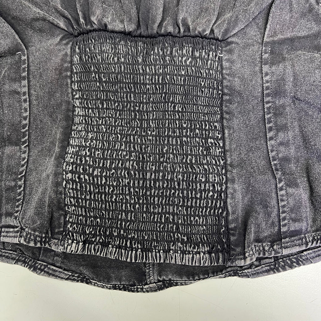 FREE PEOPLE 100% Cotton Louie Indigo Top Women's Sz M Black 98546724
