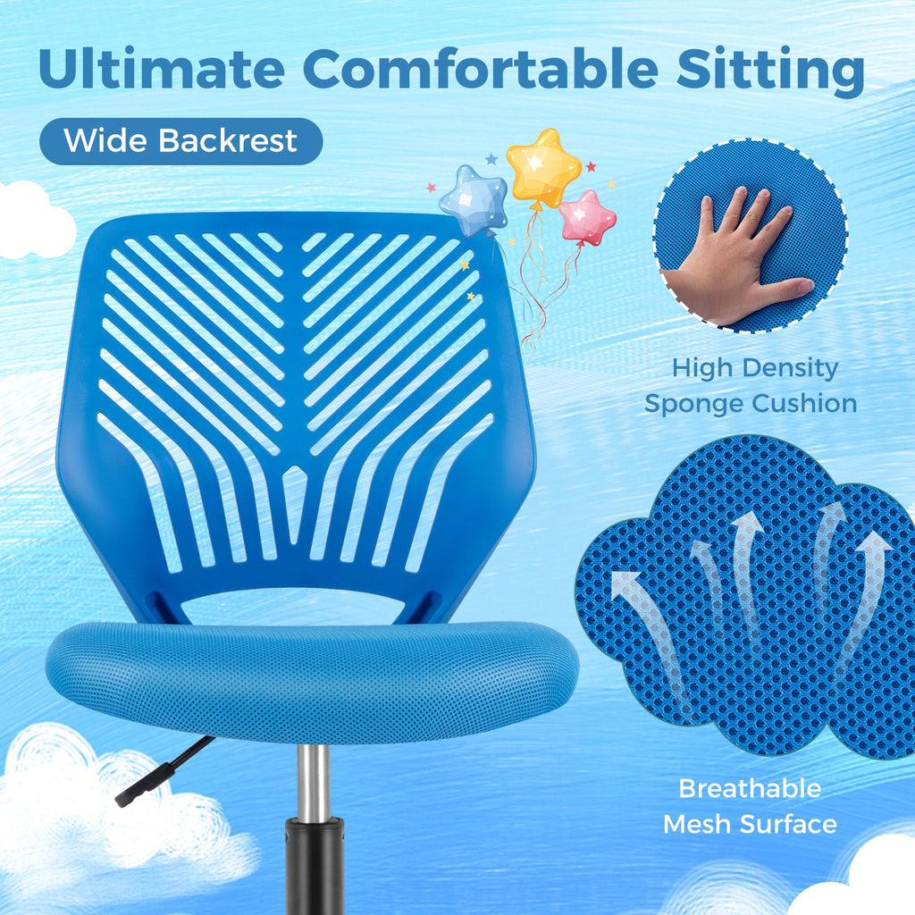 Height-adjustable Ergonomic Kids Desk Chair with Universal Casters