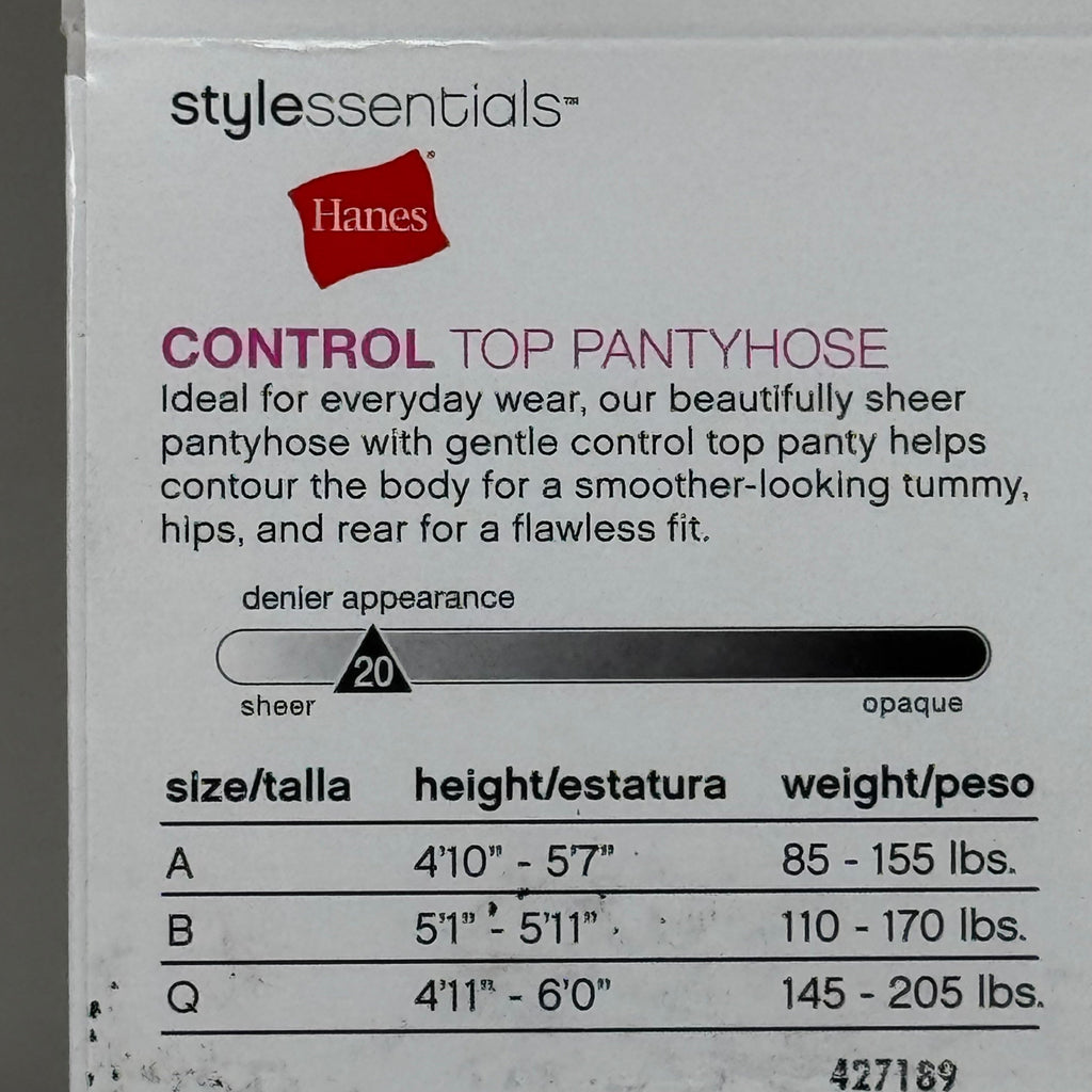 HANES (2 PACK, 2 PAIRS EACH ) Essentials Control Top Pantyhose Women's Sz B Nude
